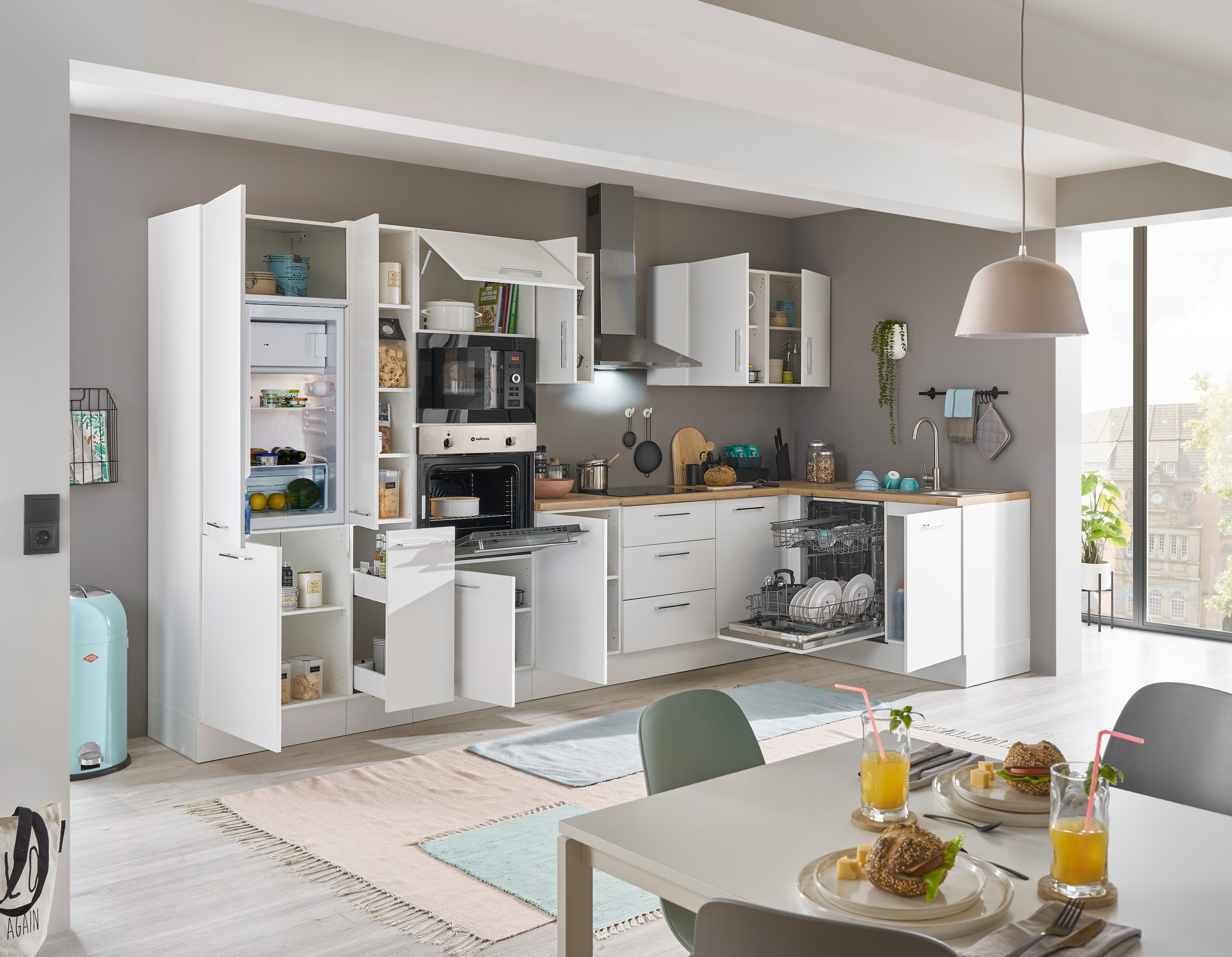 BASIC by Balculina Winkelküche »Turin«, Stellbreite 370x175 cm, wahlweise mit E-Geräten