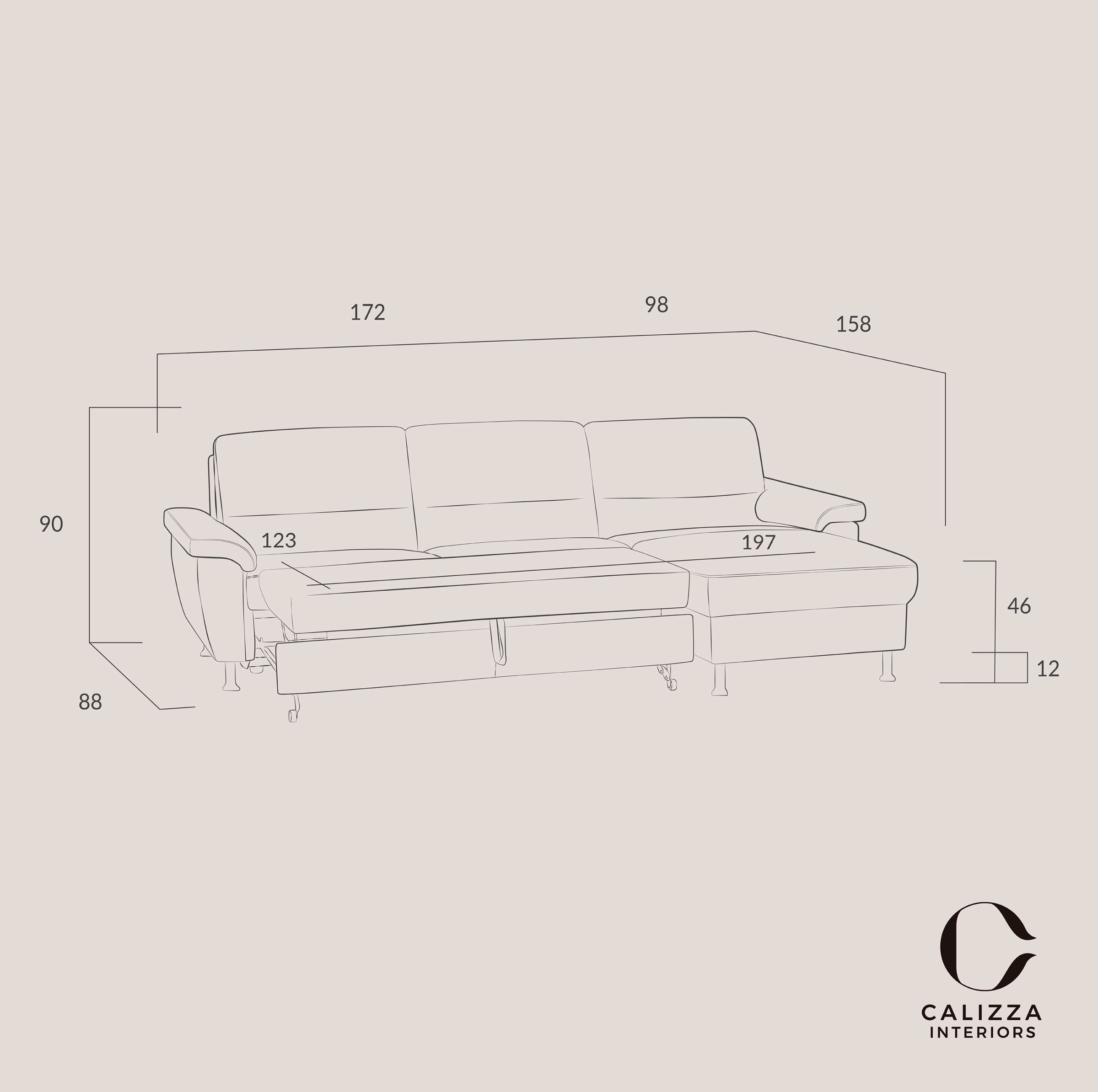 CALIZZA INTERIORS Ecksofa »Onyx L-Form«, Recamiere links oder rechts, wahlweise mit Bettfunktion, Breite 270 cm