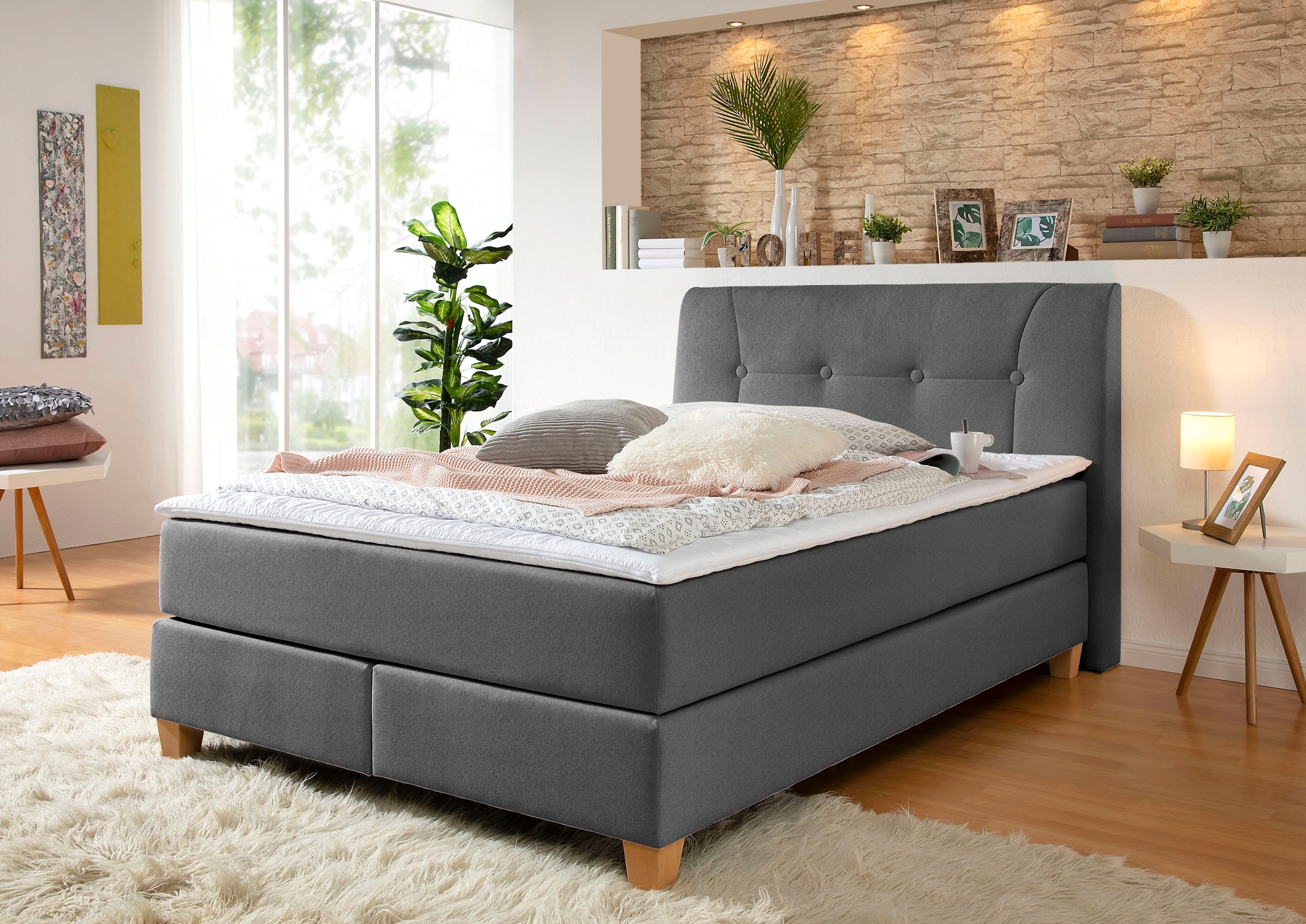 Home affaire Boxspringbett "Calloway" inkl. Topper, XXL-Ausführung, in 4 Fa günstig online kaufen