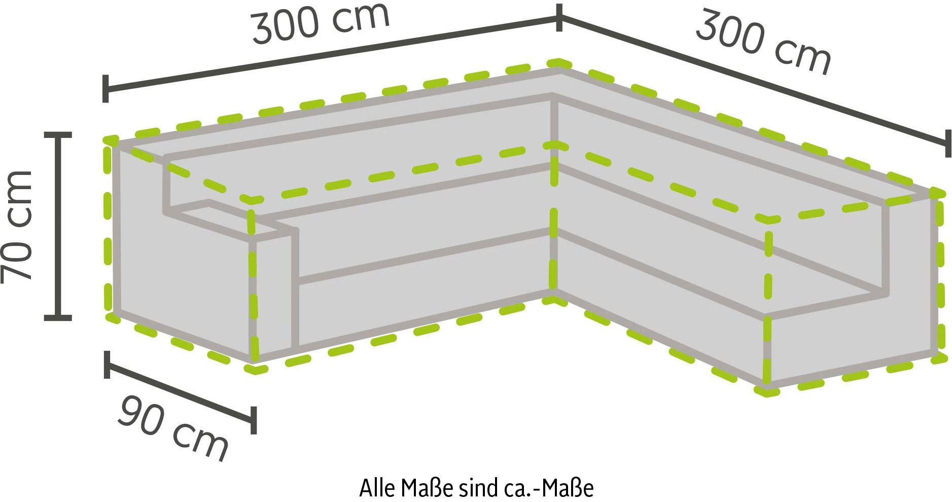 Best Gartenmöbel-Schutzhülle, für Lounge-Sets L-Form 300/90x300/90x70 cm