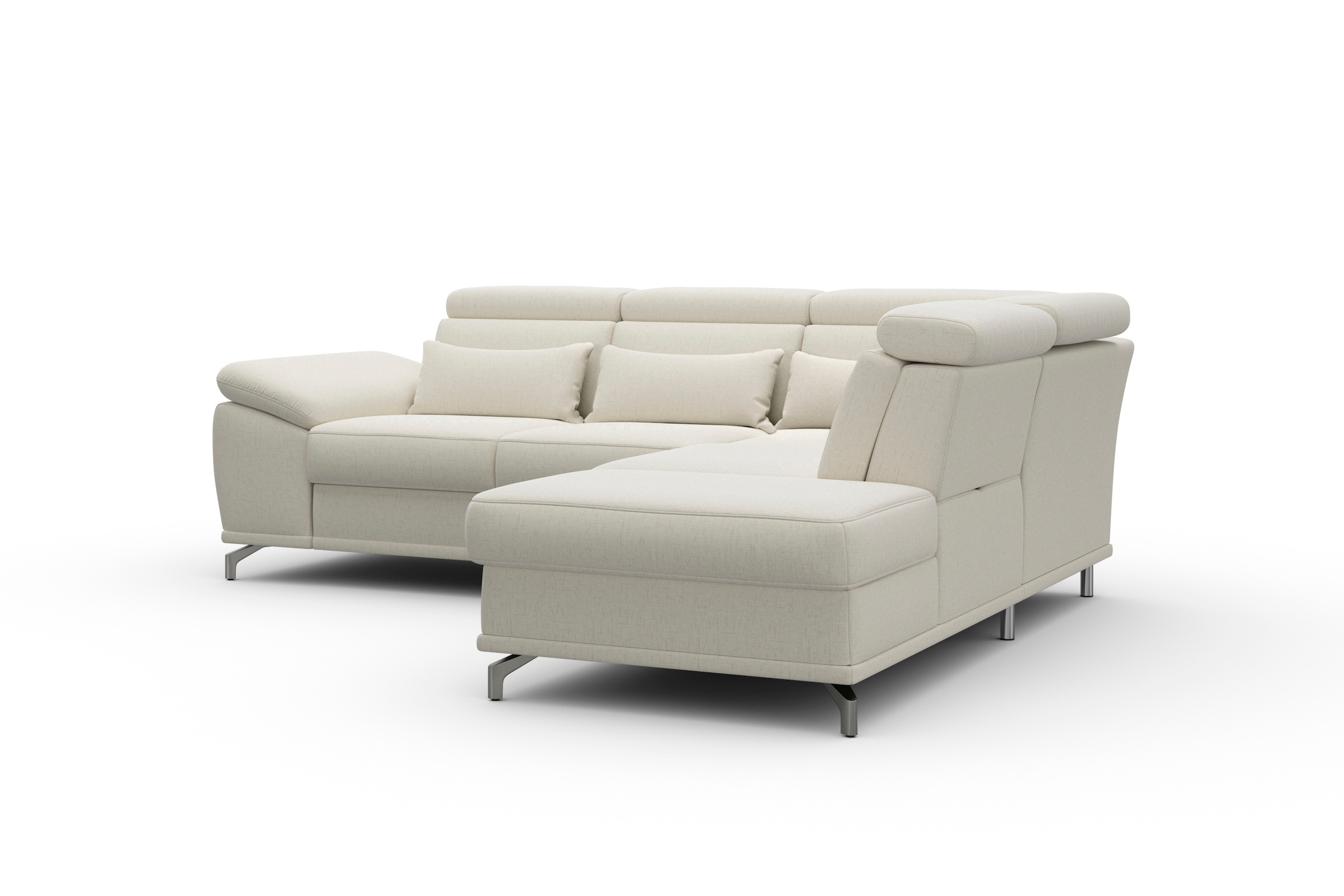 sit&more Ecksofa »Cabrio L-Form, mit Sitztiefenverstellung, Arm- und Kopfteilverstellung«, 3 Nierenkissen, Federkern, optional Bettfunktion und Stauraum
