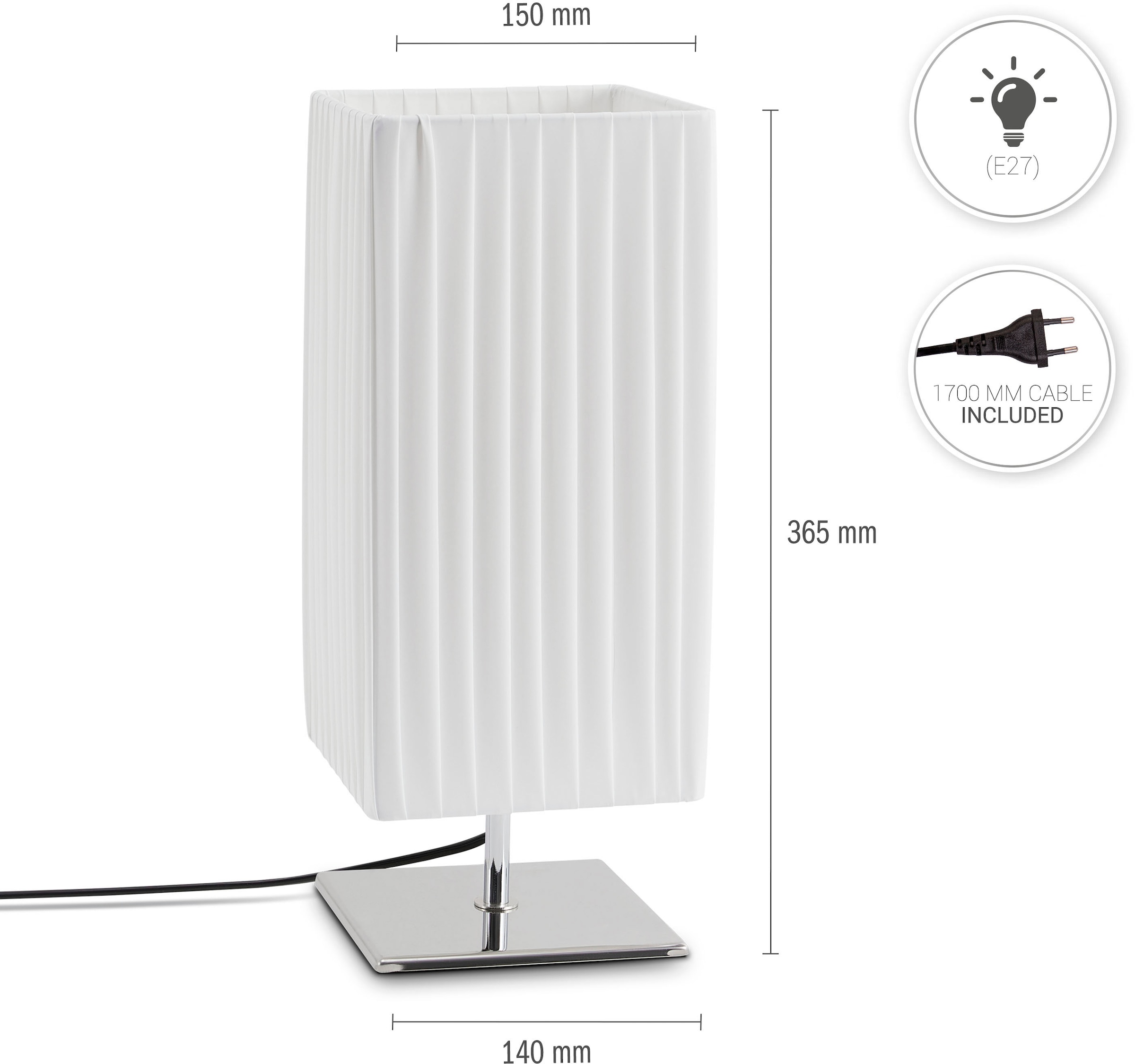 Paco Home Tischleuchte »KIRSTEN«, Leuchtmittel E27 | ohne Leuchtmittel, LED  Wohnzimmer Schlafzimmer Modern Zeitlos Chrome E27