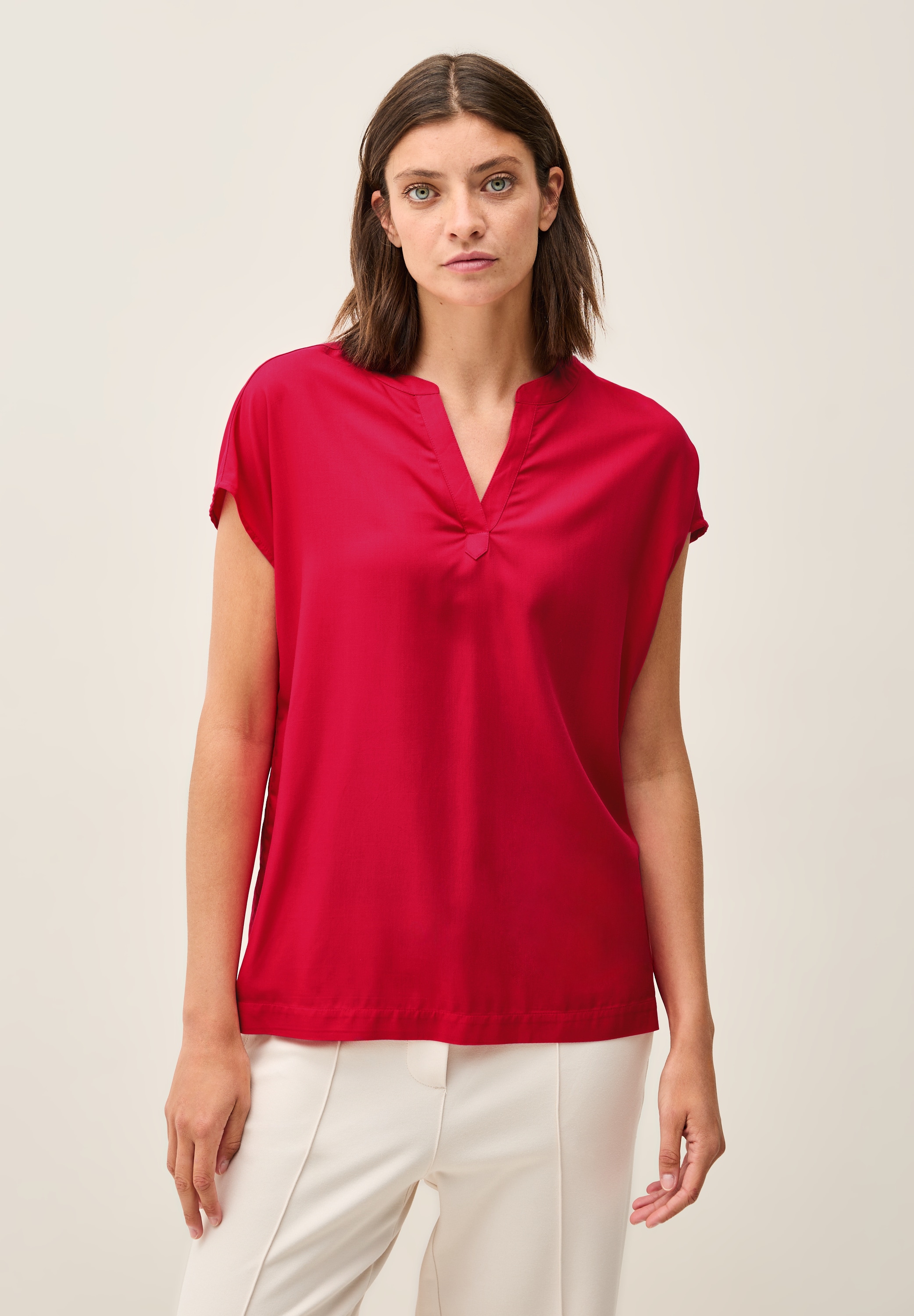 Cecil Kurzarmbluse mit geschlitztem Ausschnitt