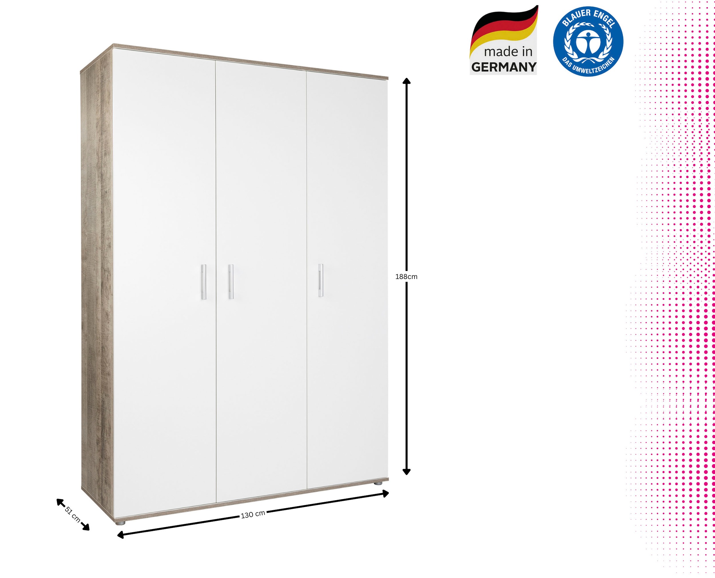 Home affaire Babyzimmer-Komplettset »Henning« Set, inkl. Lattenrost, 5 Stk. tlg. Kleiderschrank, Kinderbett, Wickelkommode, Seiten und Wickelkomm-Regal