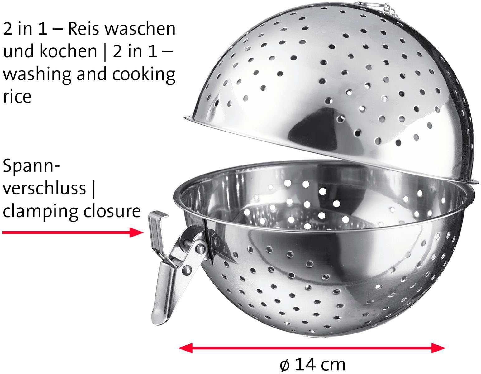 WESTMARK Reiskocher »Reiskugell«, 1 Liter, ca. 4 Portionen, Edelstahl