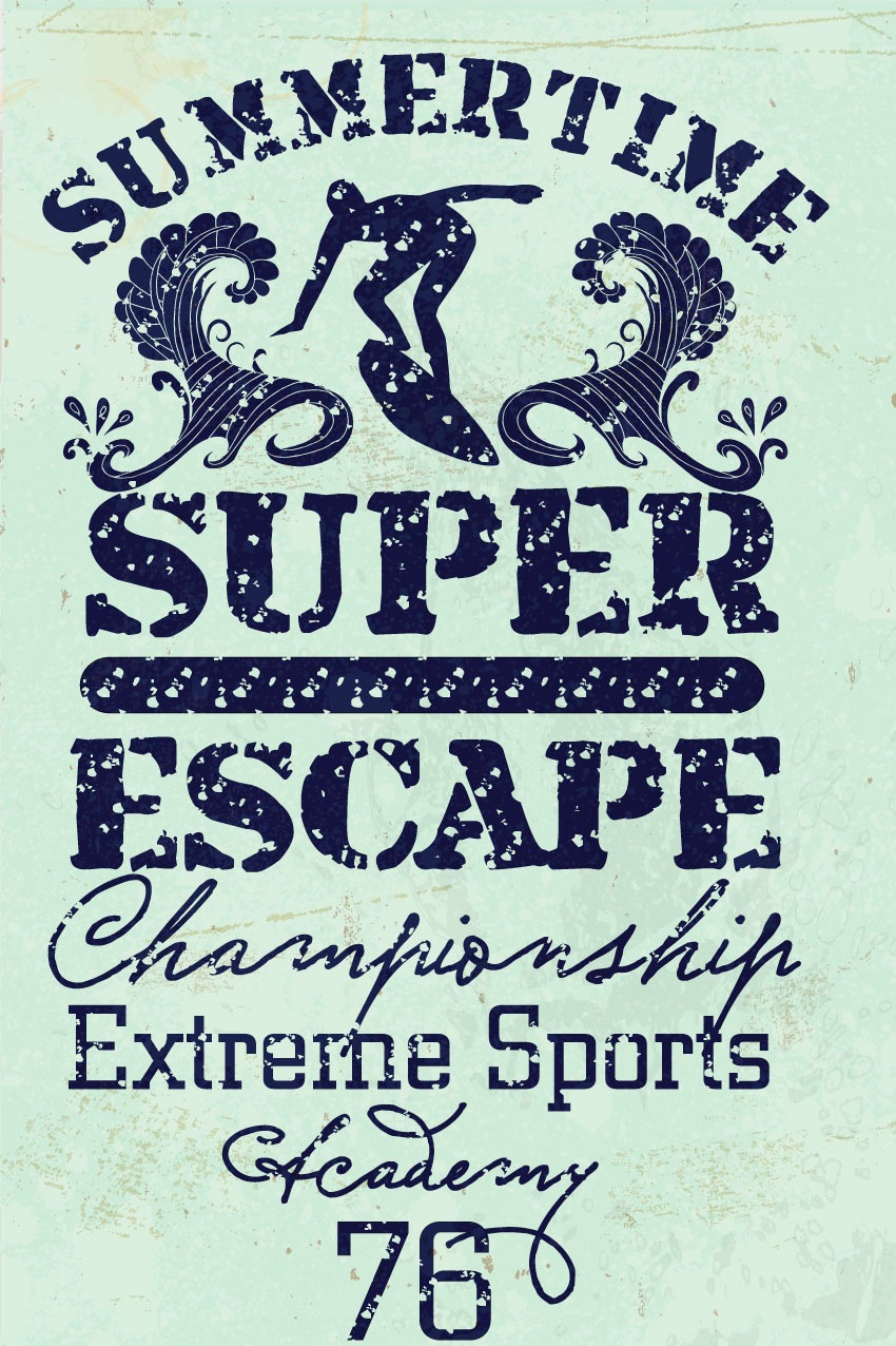 queence Metallbild »Surfer Escape« Schriftzug | Schriftzüge | Sprüche | Sprüche & Texte 1 Stk. tlg. Stahlschilder