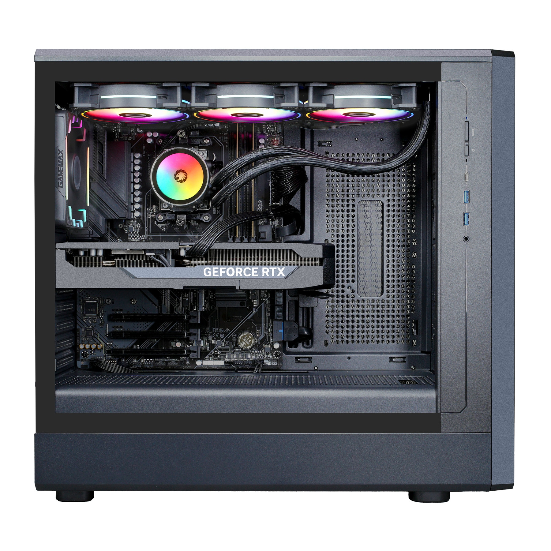 GAMEMAX Gaming-PC »CLAW BK 8100 AMD Ryzen 5 7500F 32GB DDR5 1TB SSD RTX 5060« DDR5 RAM, Windows 11, Wasserkühlung