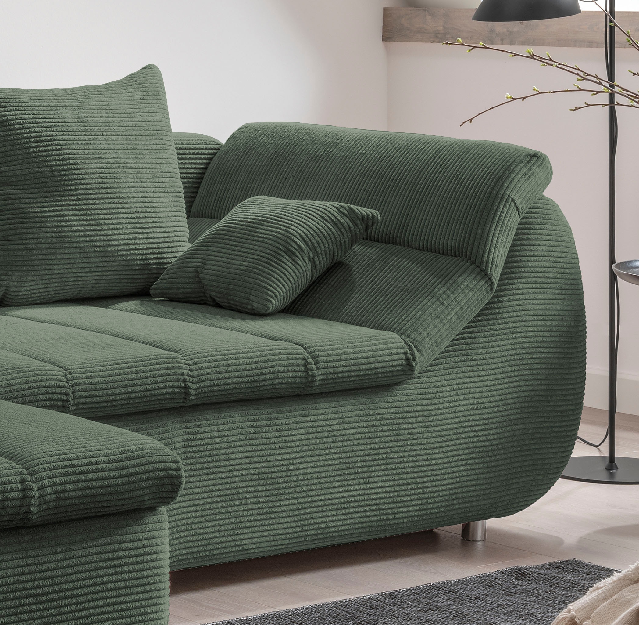 INOSIGN Ecksofa »Imola elegant und bequem, aktuelle Steppung im Sitz, L-Form«, wahlweise mit Bettfunktion