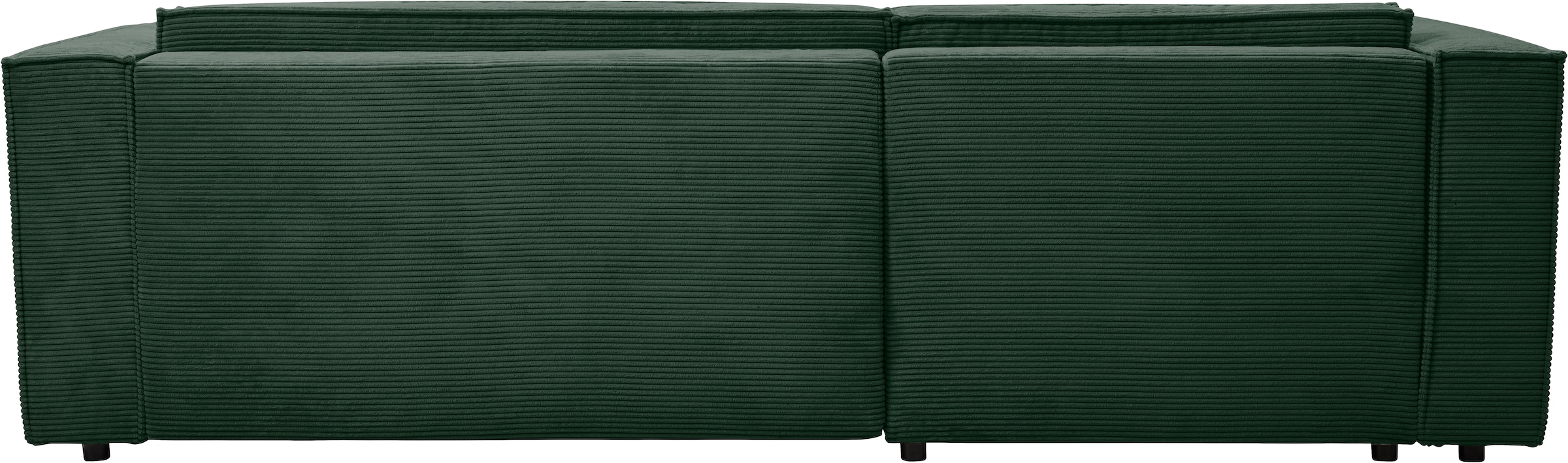 WERK2 Ecksofa »Atlanta-New, modernes Design, Stellmaße 280x147cm, L-Form, Kedernaht«, hoher Komfort, Schlaffunktion & Bettkasten, Cord, Moosgrün
