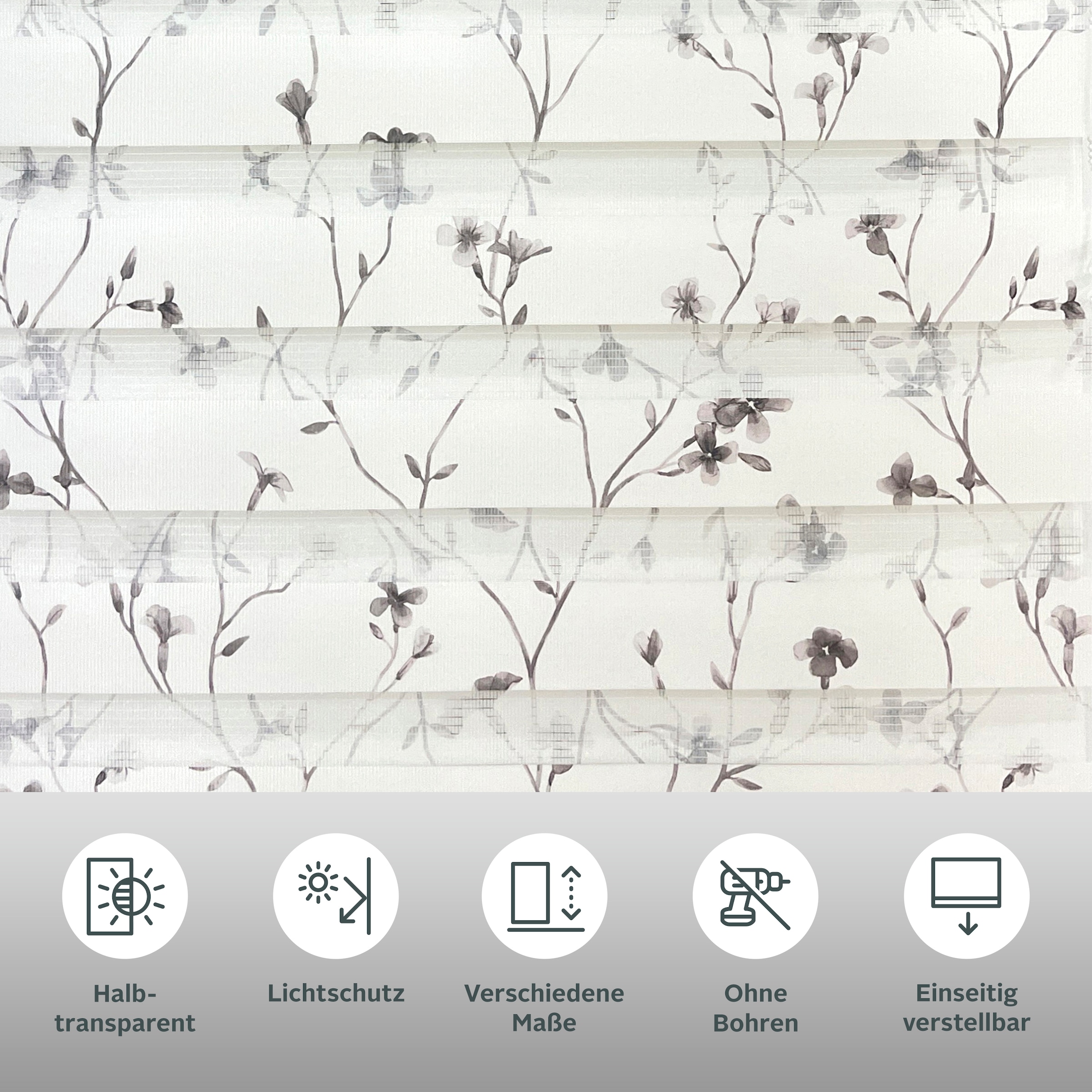my home Doppelrollo »MINNA«, Lichtschutz, Sichtschutz, ohne Bohren, freihängend, mit Floralem Design NEUHEIT!