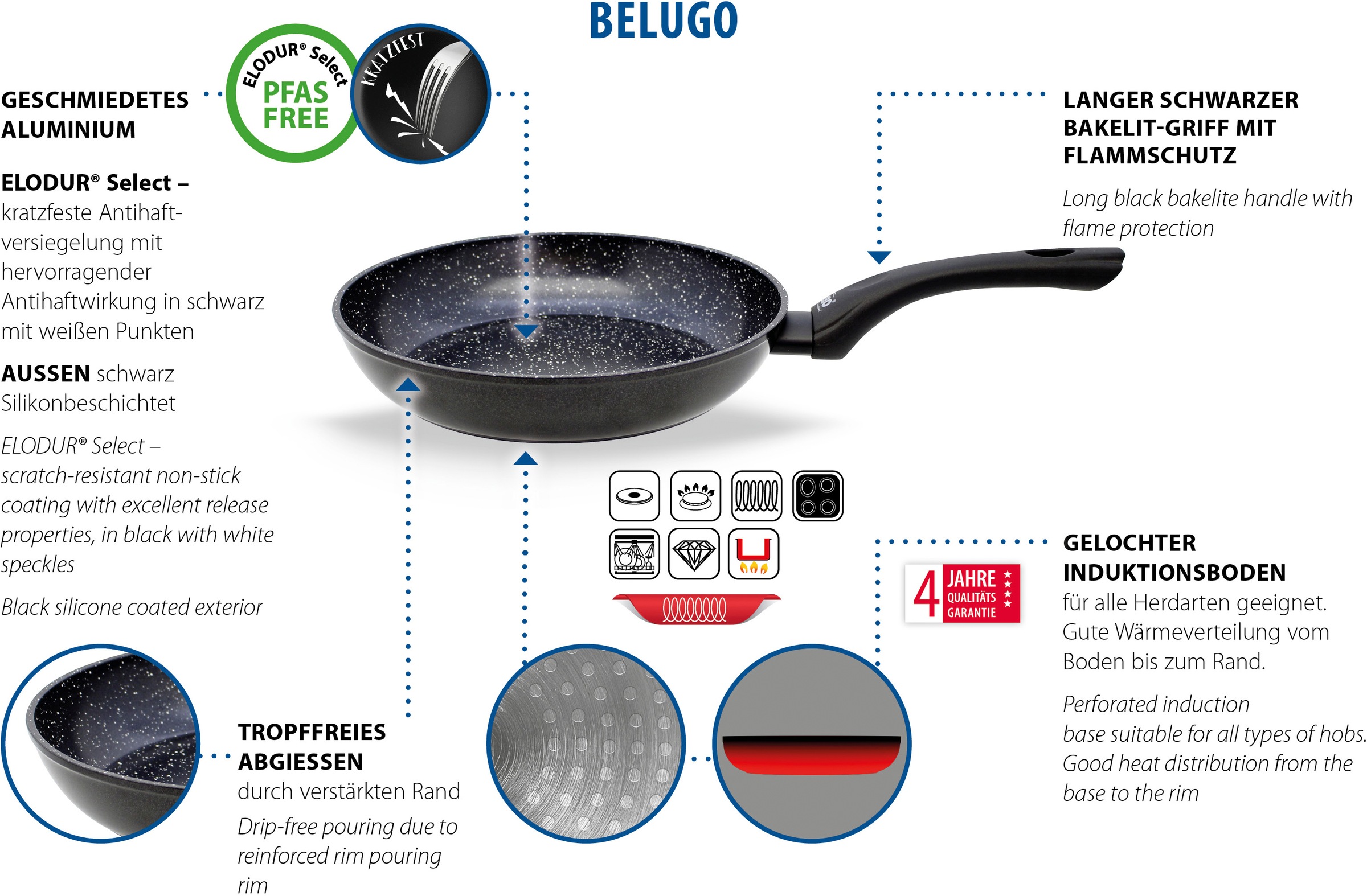 Elo Basic Pfannen-Set »Belugo« Aluminium Set, 3 tlg. Optimierte Wandstärke