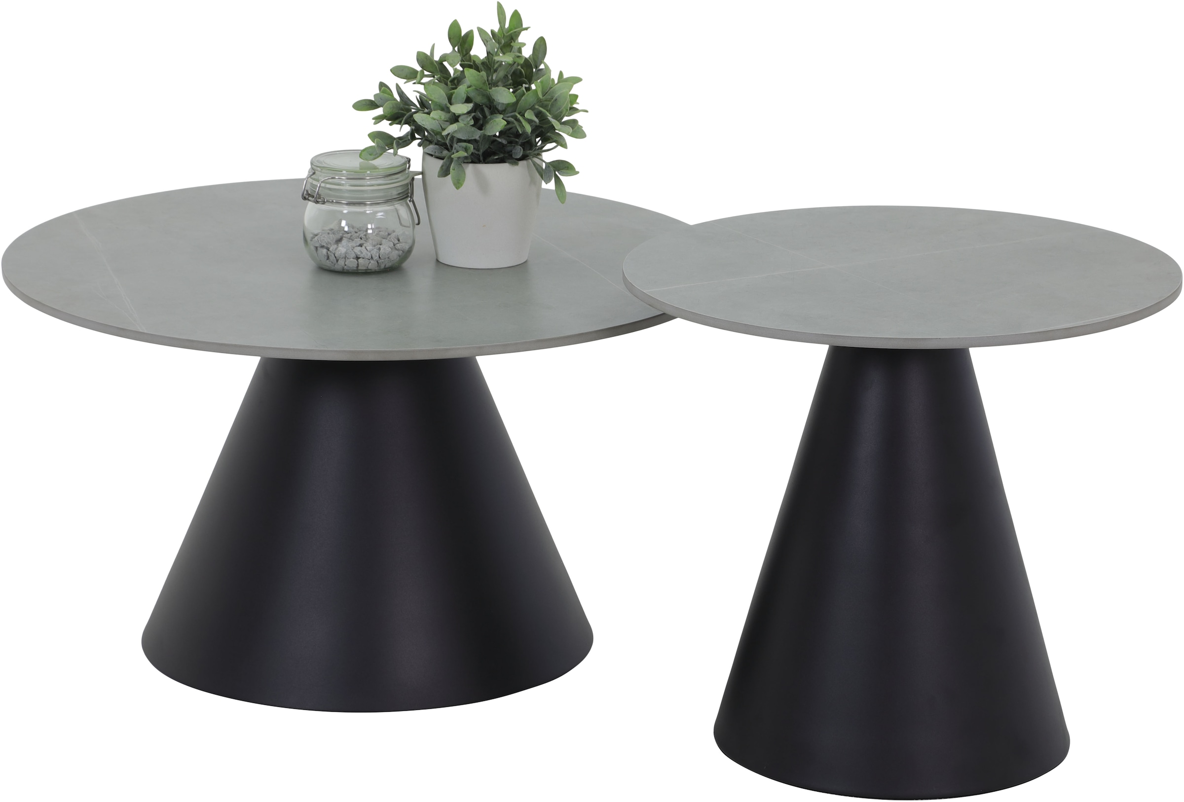 HELA Couchtisch »DUSTIN«, (Set, 2 St.), 2er Set Couchtisch; rund; Sintered Stone; Gestell kegelförmig