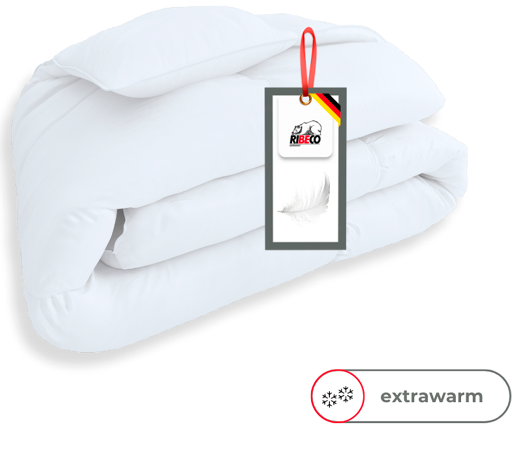 RIBECO Federbettdecke »Laram, Bettdecken für Sommer oder Winter, Made in Germany«, extrawarm, Füllung 90% Federn, 10% Daunen, Bezug Baumwolle, (1 St.), Super Preis-Leistung, Bettdecke 135x200 cm oder 155x220 cm, Decke
