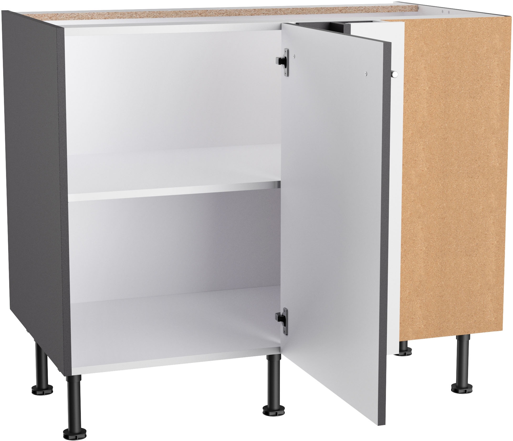 KOCHSTATION Eckunterschrank »KS-Bern2«, Breite 100 x 65 cm, Lösung für Geschirrspüler, 1 Tür, 1 Einlegeboden