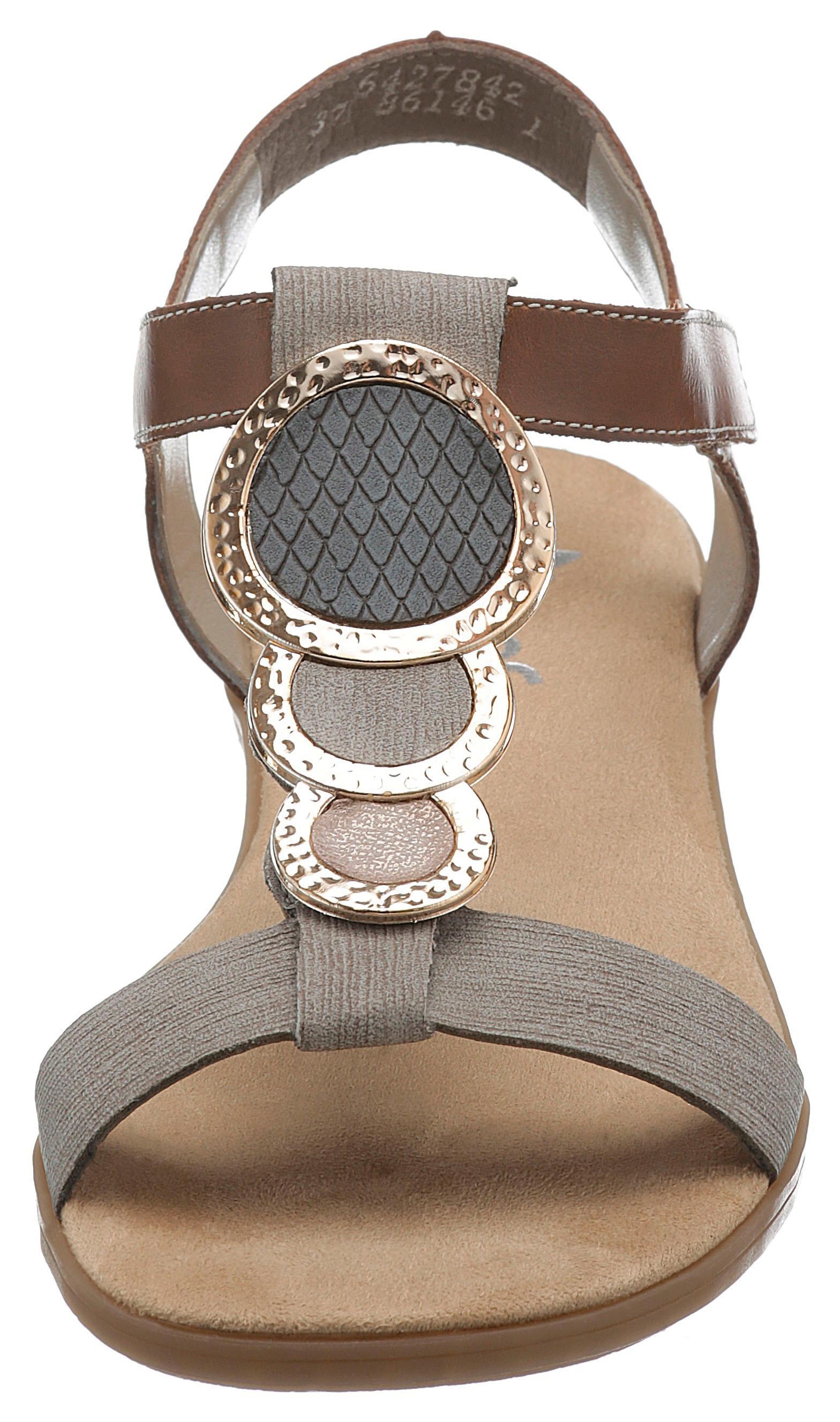 Rieker Riemchensandale  , Sommerschuh, Sandalette, Blockabsatz, mit angesagtem Schmuckelement