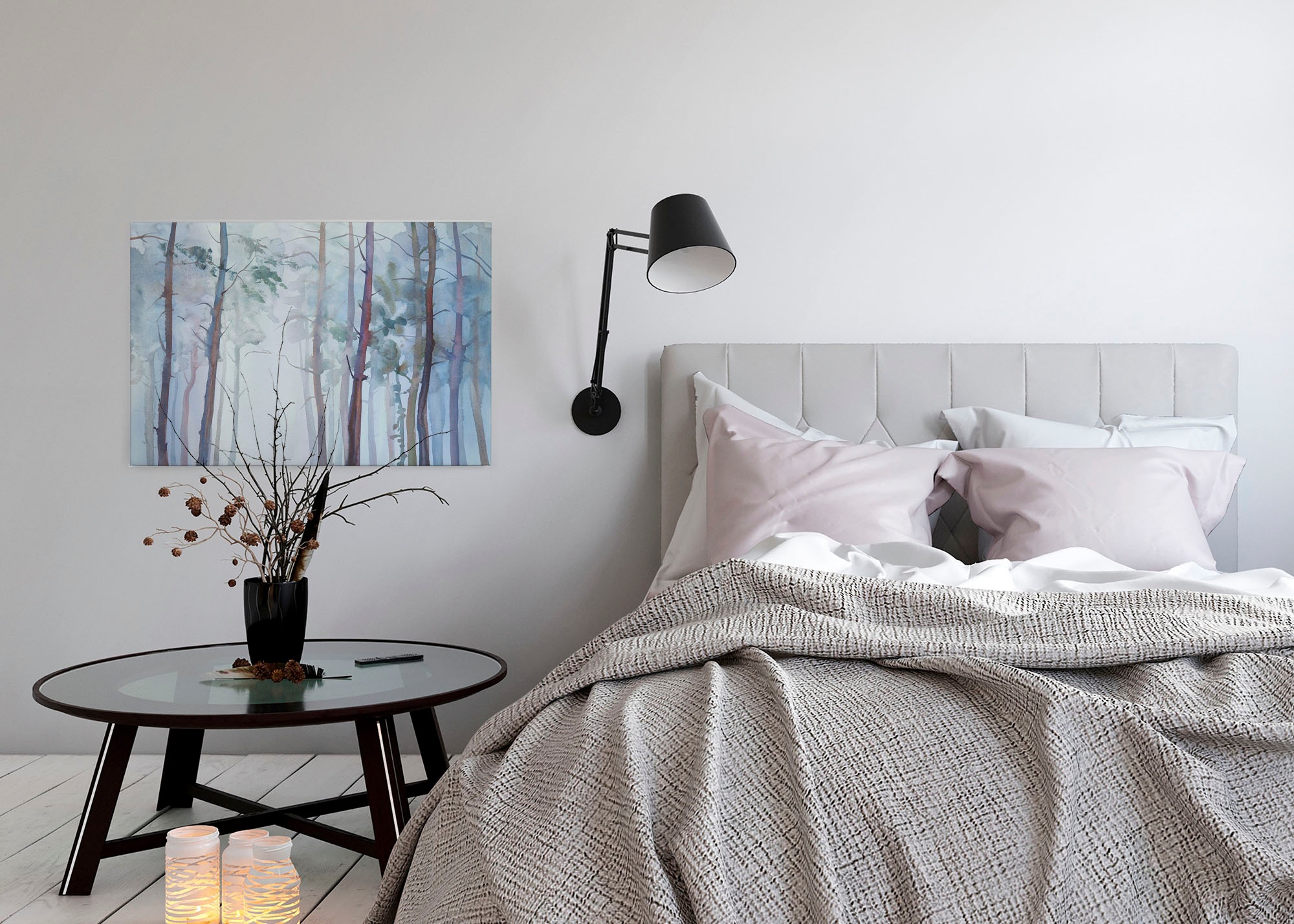 A.S. Création Leinwandbild »Aquarelle Forest«, Kunst-Wald-Kinder, (1 St.), Aquarell Bild Keilrahmen Wald Leinwand-Bild Wohnzimmer modern Wandbild