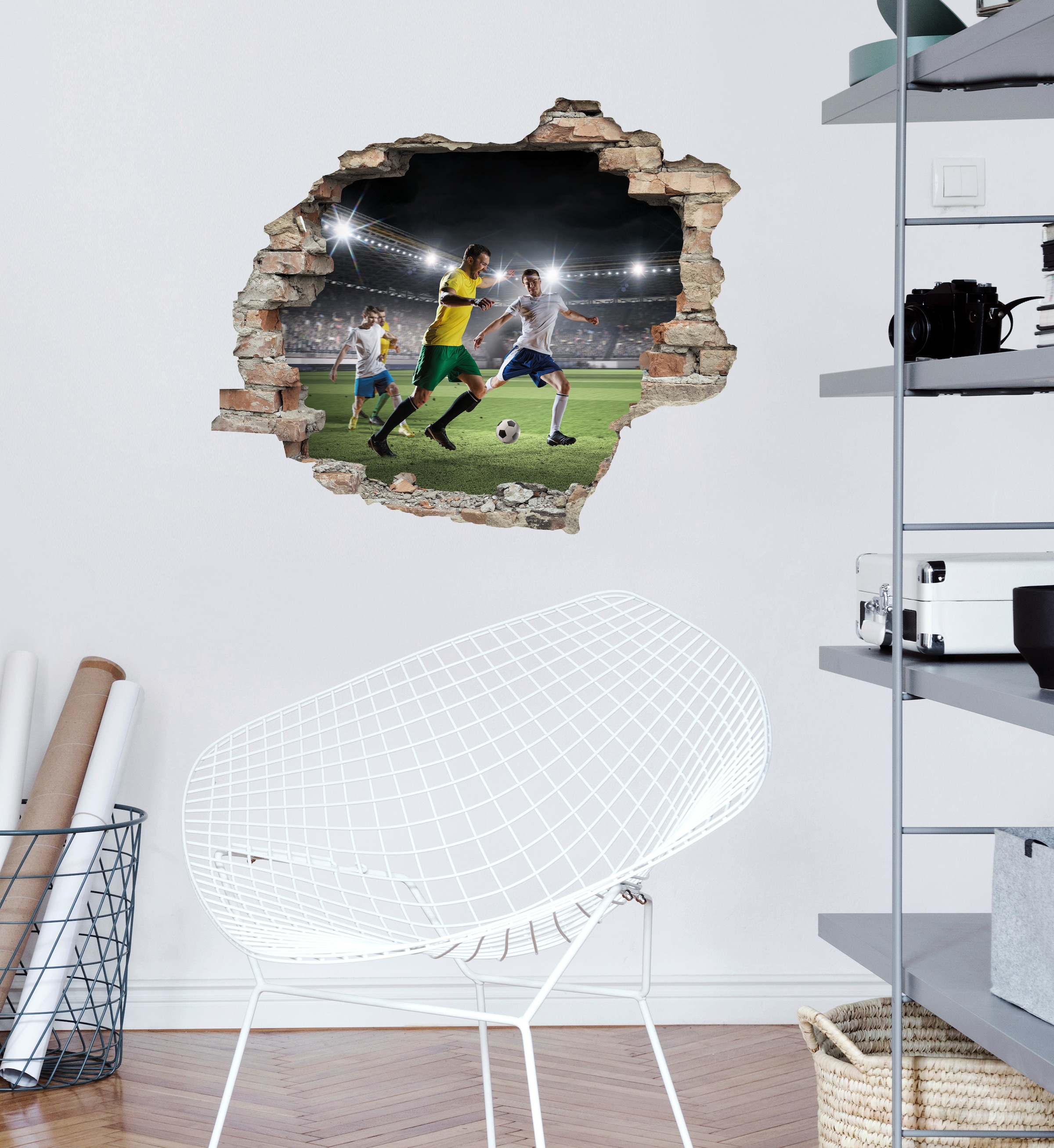 queence Wandtattoo »Fußball«, (1 St.), Wandsticker, Wandbild, selbstklebend, 3D, Wanddurchbruch
