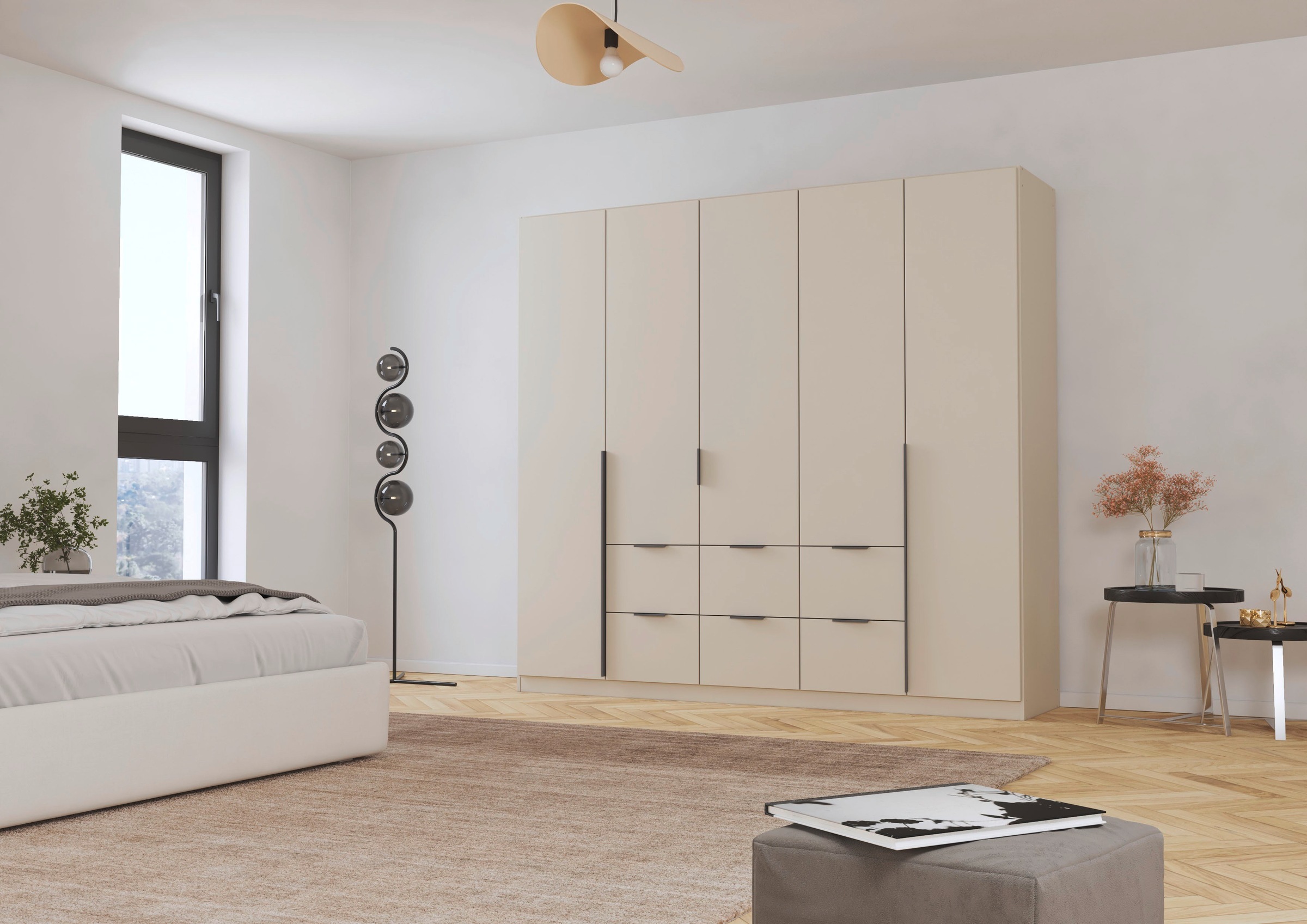 rauch Drehtürenschrank »Kleiderschrank Schrank Garderobe AGORDO mit Dekor- oder Hochglanzfront«, (in zwei Griff-Farben mit Dekor- oder Hochglanzfront), mit Außenschubkästen, in 6 Breiten und 2 Höhen MADE IN GERMANY