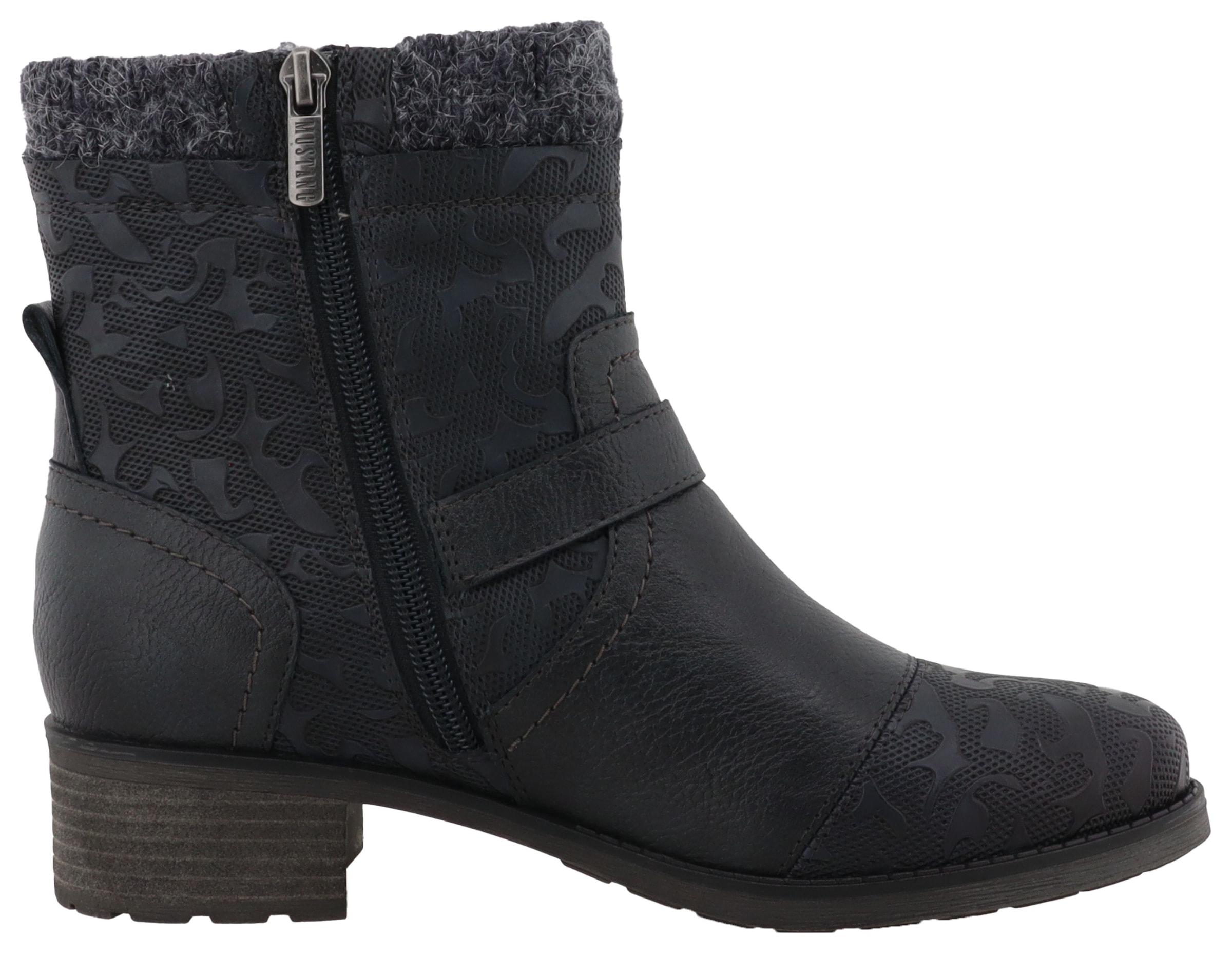 Mustang Shoes Winterstiefelette »Fabienne«  Biker Boots mit Blockabsatz und Zierriemchen