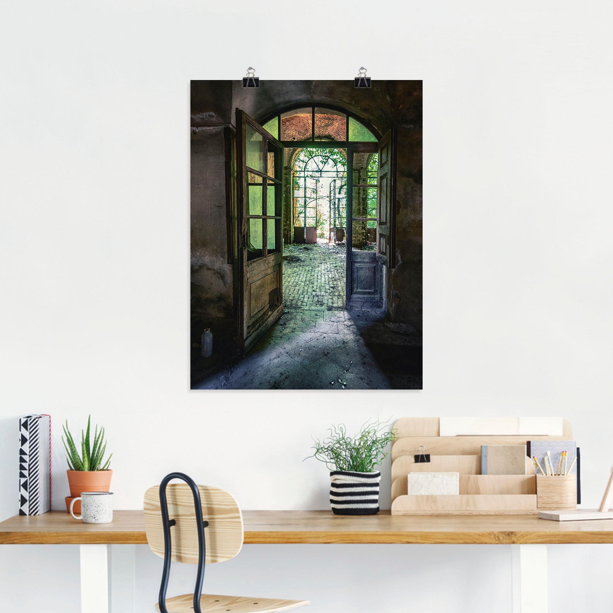 Artland Wandbild »Lost Place - alte Tür Fenster«, Fenster & Türen, (1 St.), als Alubild, Outdoorbild, Leinwandbild, Poster, Wandaufkleber