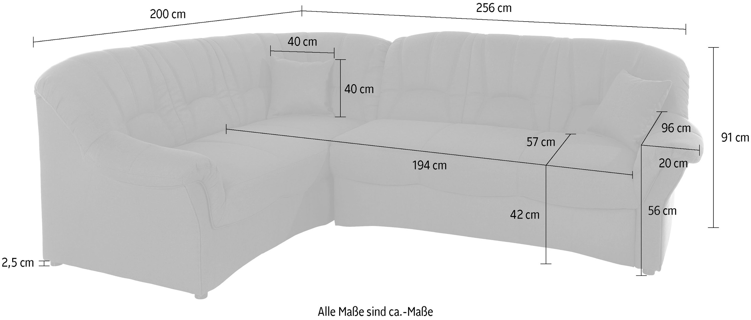 DOMO collection Ecksofa »Bahia, zeitlos und elegant, bequeme Armlehnen, L-Form«, wahlweise mit Bettfunktion