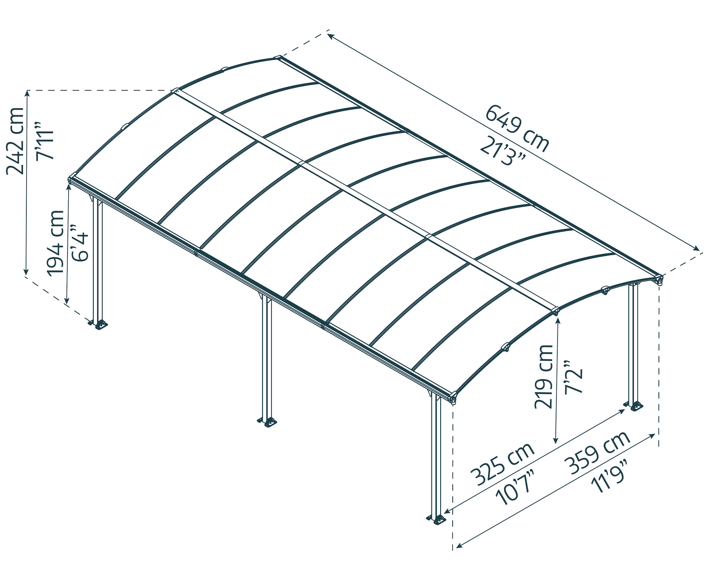 Palram - Canopia Einzelcarport »Arcadia«, Aluminium, 325 cm, Anthrazit, wartungsfrei