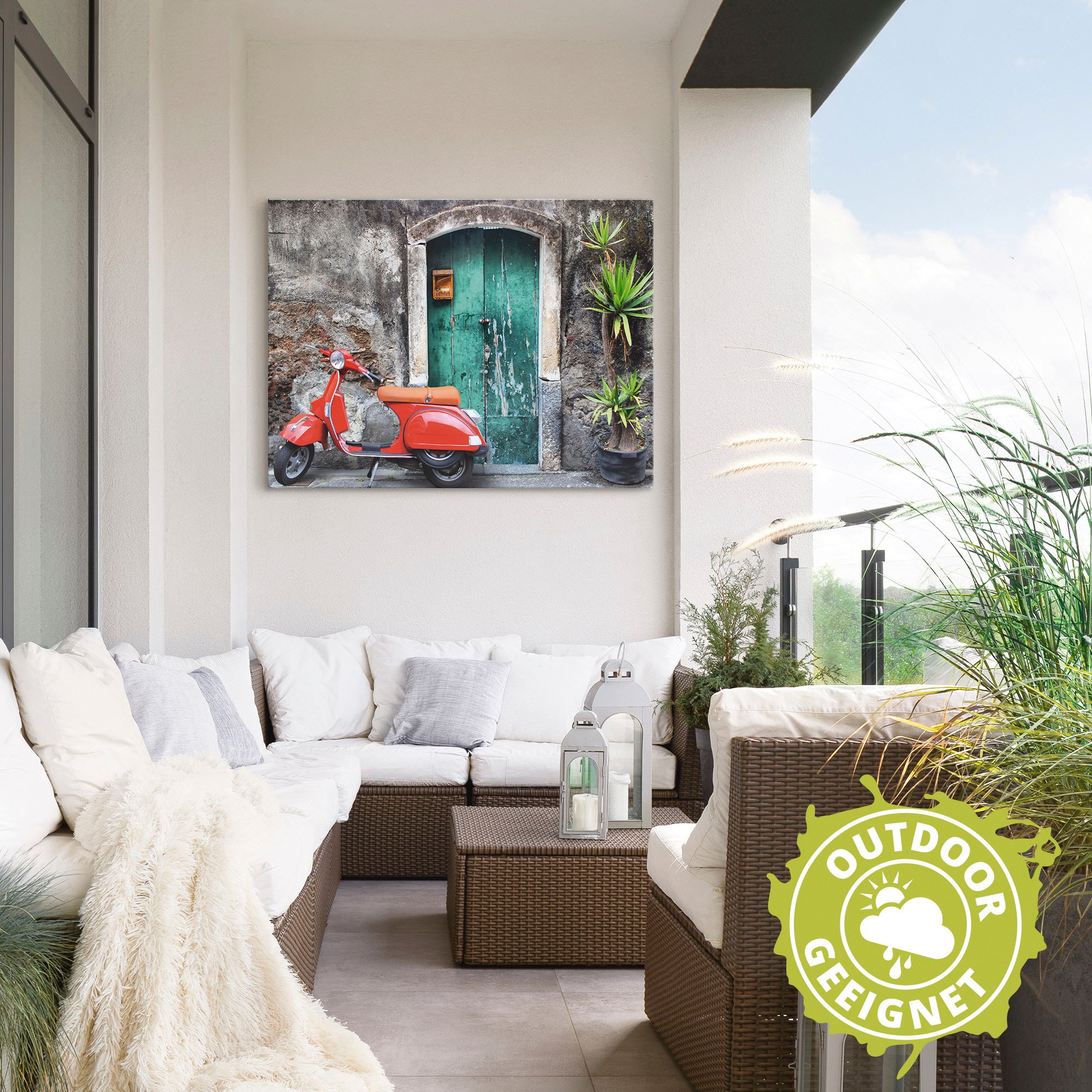 Artland Wandbild »Roter Motorroller«, Motorräder & Roller, (1 St.), als Alubild, Outdoorbild, Leinwandbild, Poster in verschied. Größen