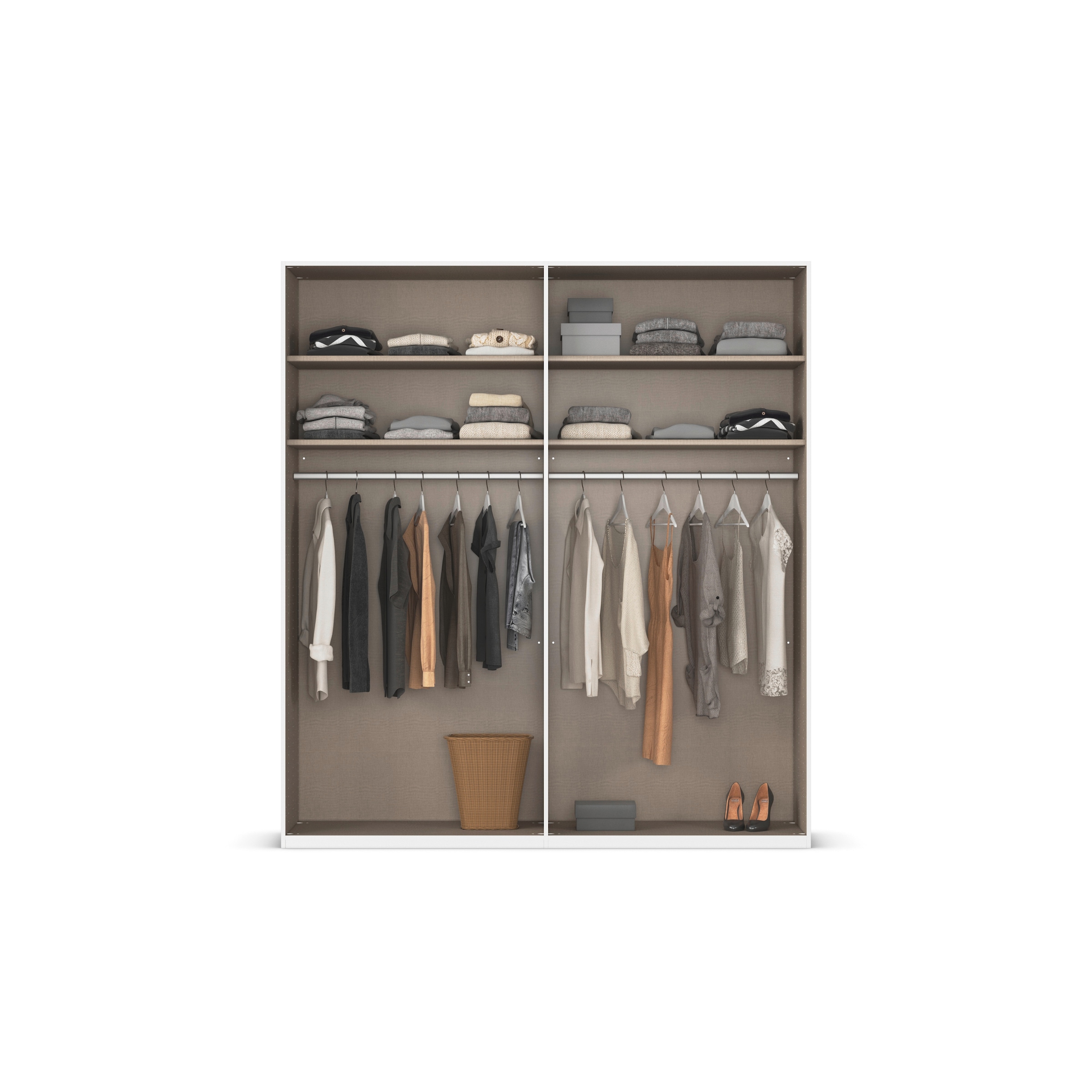 rauch Drehtürenschrank »Kleiderschrank Schrank Garderobe Schlafzimmerschrank EVELYN«, (in 2 Höhen 197 oder 210 cm erhältlich), in elegantem Stil, viel Stauraum 3 Breiten und 2 Höhen MADE IN GERMANY