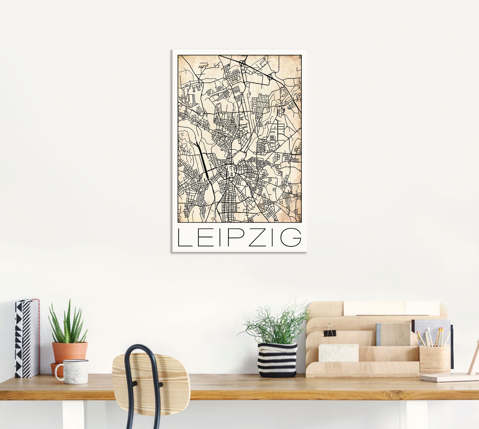 Artland Wandbild »Retro Karte Leipzig Deutschland Grunge«, Deutschland, (1 günstig online kaufen