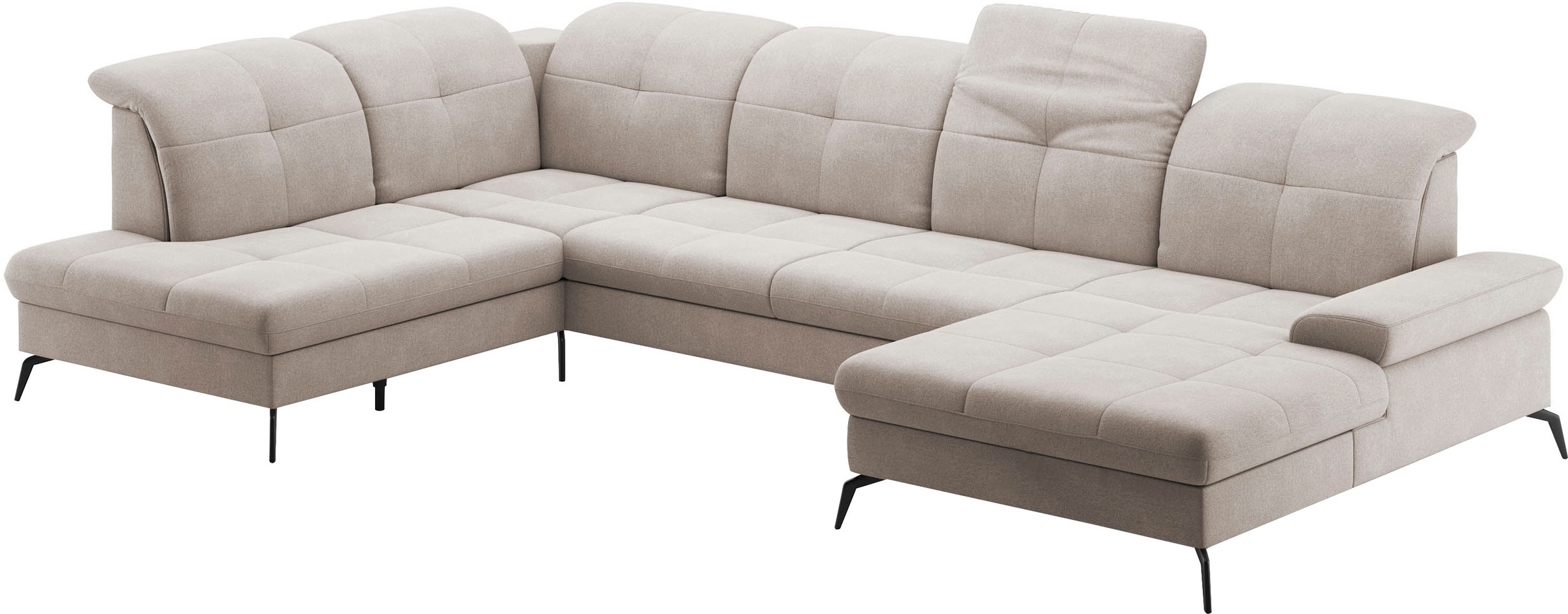 sit&more Wohnlandschaft »Amica, U-Form, inkl. Sitztiefenverstellung und Armteilverstellung«, wahlweise mit Kopfteilverstellung, Bettfunktion und Bettkasten