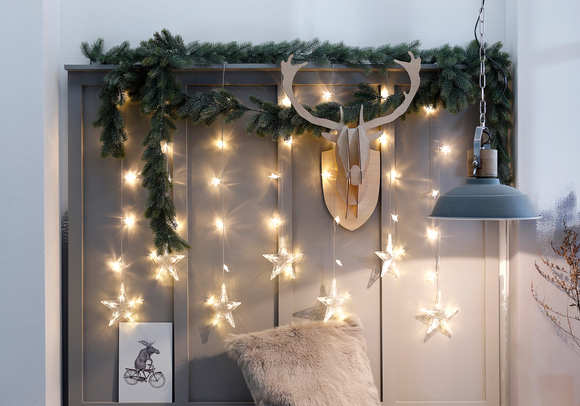 Home affaire LED-Lichtervorhang »Lamothe, Lichterkette warmweißen 258 auf 3 Rechnung kaufen mit LEDs Sternen Weihnachtsdeko aussen«, und
