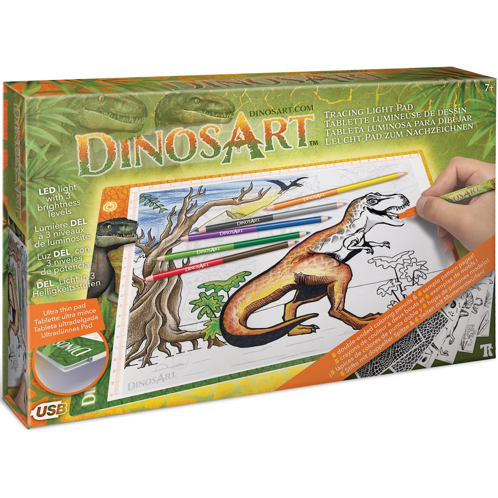 Dinos Art Malvorlage »Dinos Art, Dino Leuchtpad«, zum Nachzeichnen