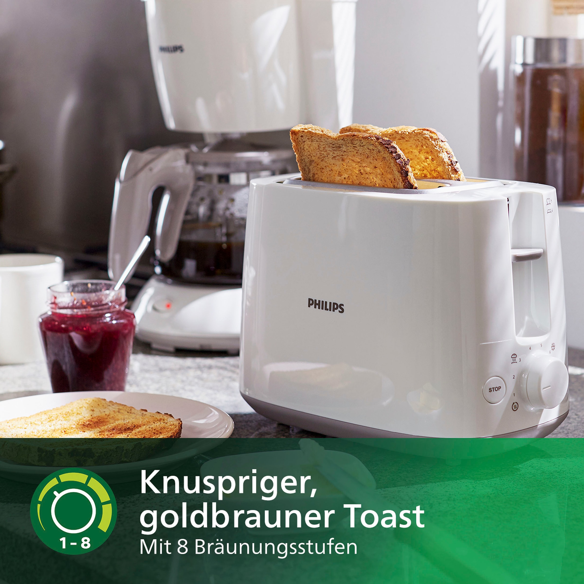 Philips Toaster »HD2581/00«, integrierter kurze 2 online 830 Schlitze, W, kaufen weiss Brötchenaufsatz