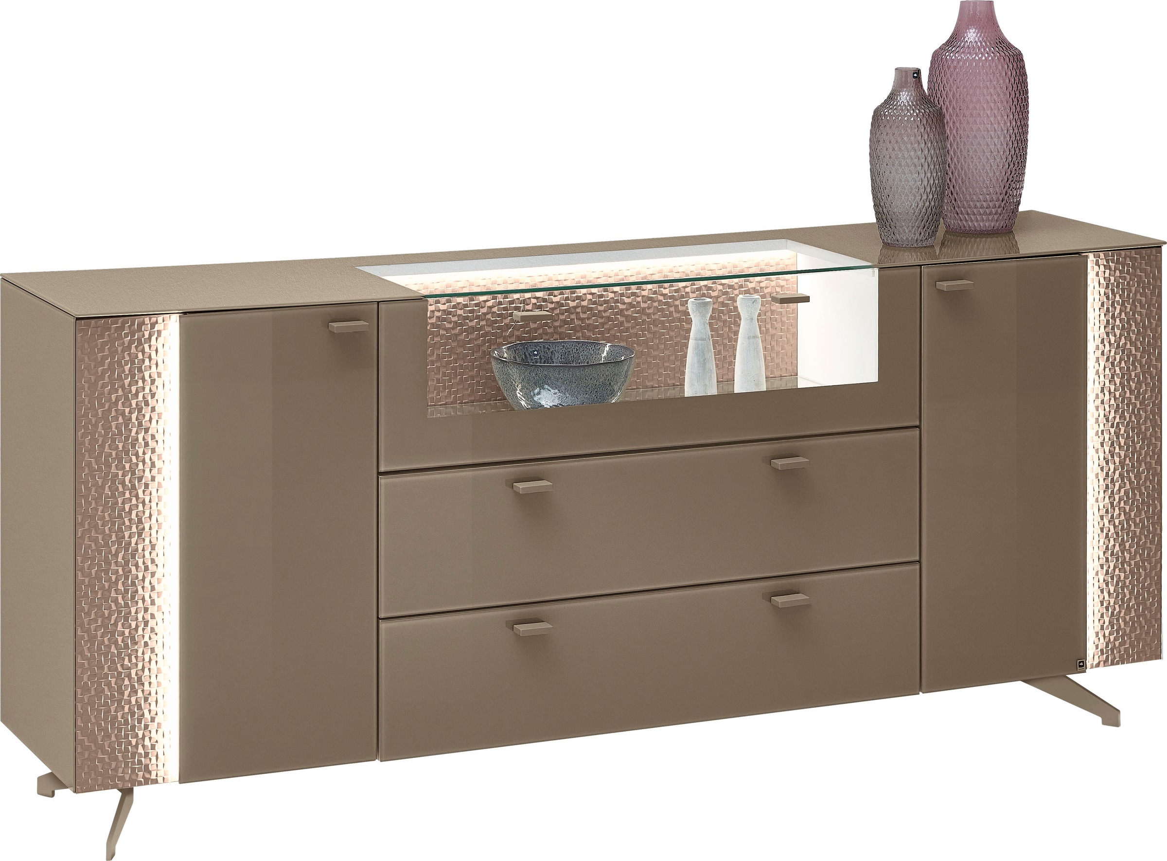 LEONARDO Sideboard »AUREA«, mit Pailletten-Akzent, wahlweise mit Beleuchtung