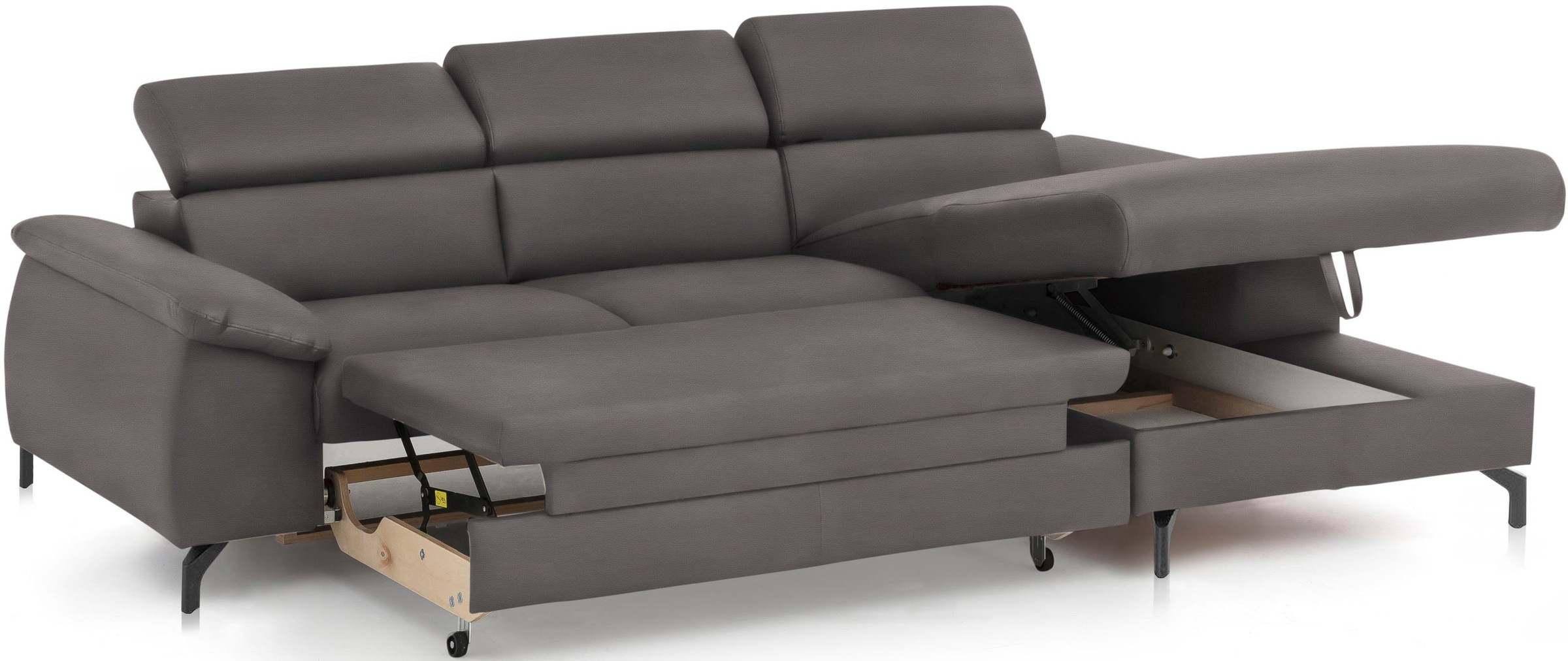 COTTA Polstergarnitur »Komaris L-Form«, (Set), Set bestehend aus: Ecksofa mit Kopfteilverstellung & Hocker