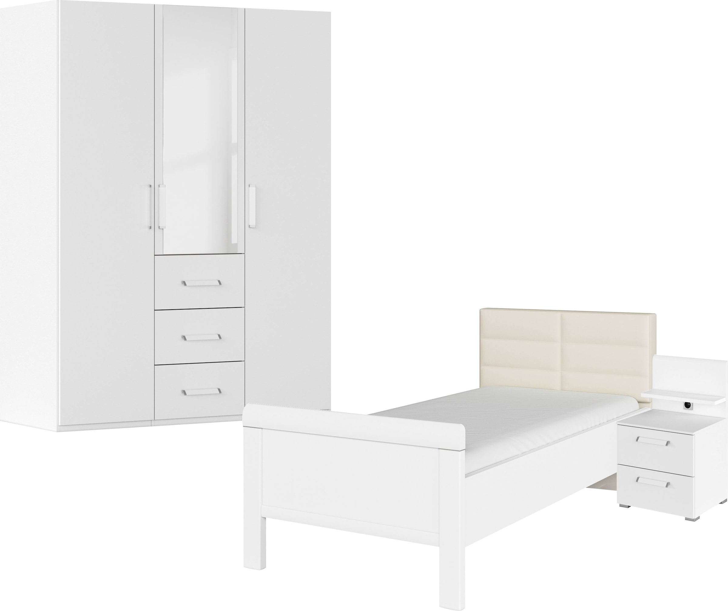 rauch Schlafzimmer-Set »Komplettschlafzimmer Schlafzimmer EVELYN« Set, 3 Stk. tlg. Schrank und Bett in 2 Breiten, Nachttisch mit Paneel MADE IN GERMANY