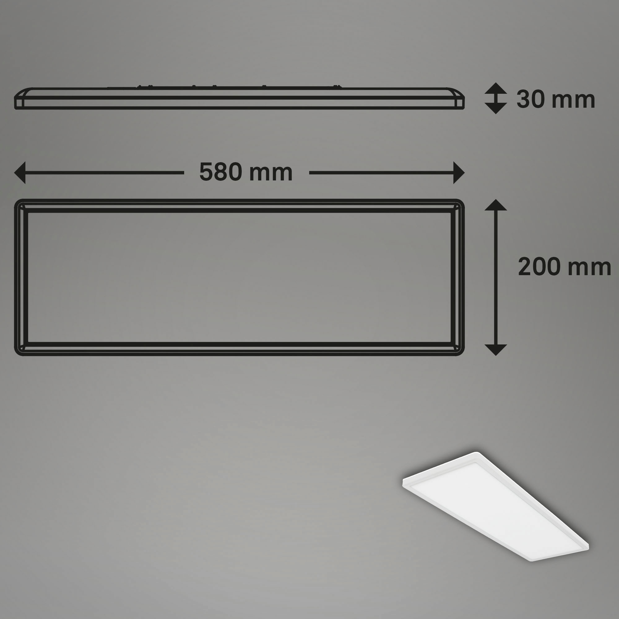 Briloner Leuchten LED Panel »Slim«, 1 flammig, Leuchtmittel LED-Modul | LED fest integriert, Deckenlampe, ultraflach, Backlighteffekt, Wohnzimmer, Schlafzimmer