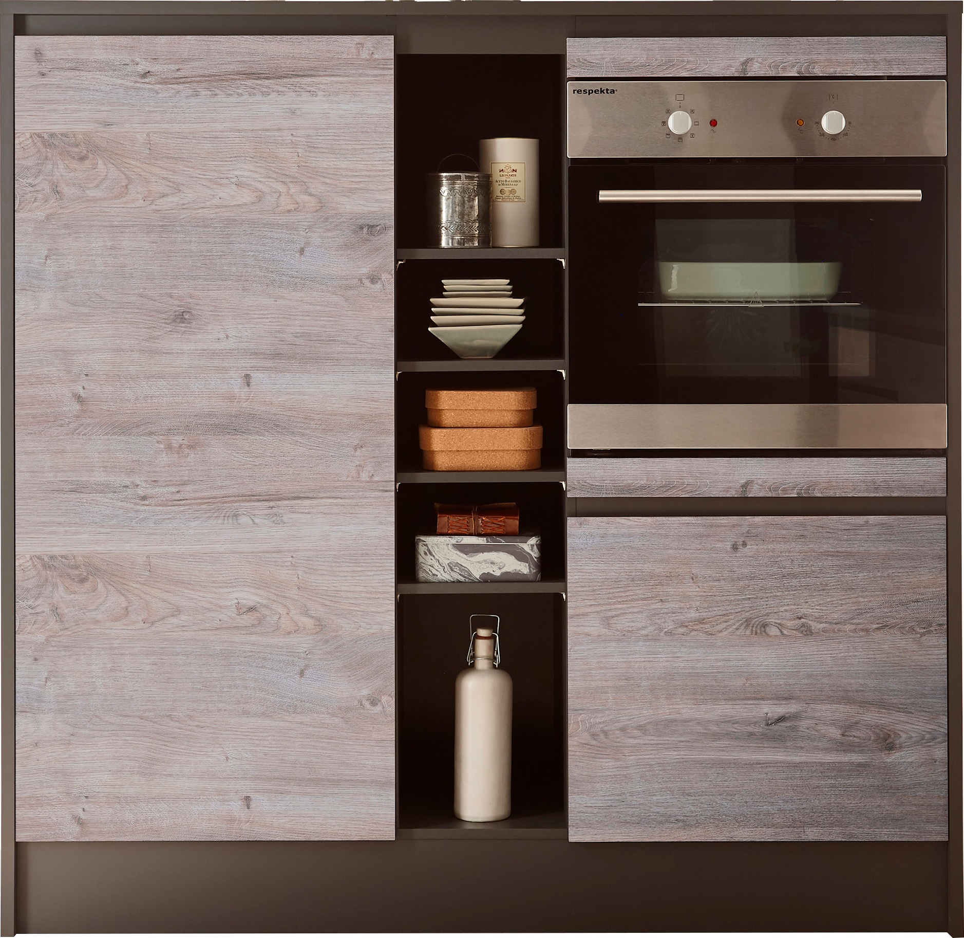 BASIC by Balculina Küchenzeile »Less«, (Set), ohne E-Geräte, Breite 210 cm + 150 cm