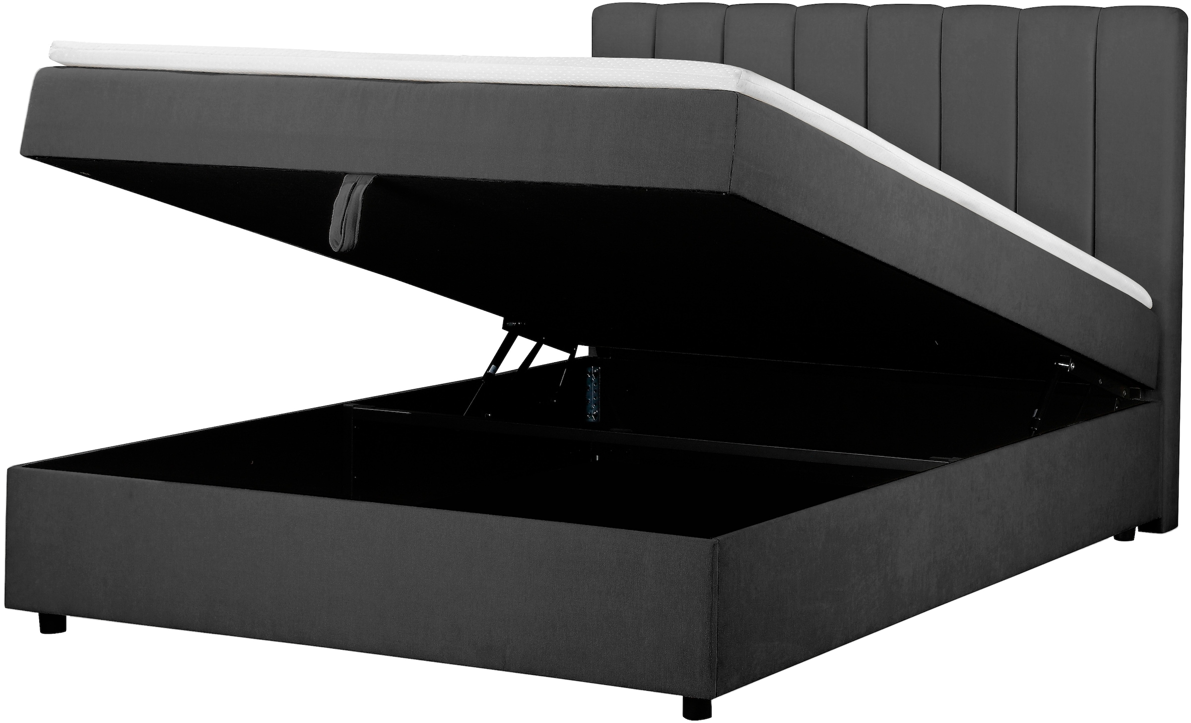 OTTO home Boxbett »HAILEYY, Polsterbett mit Bettkasten, inkl. Taschenfederkernmatratze H3« mit Kaltschaumtopper, Chenille-Bezug, 140x200 & 180x200 cm
