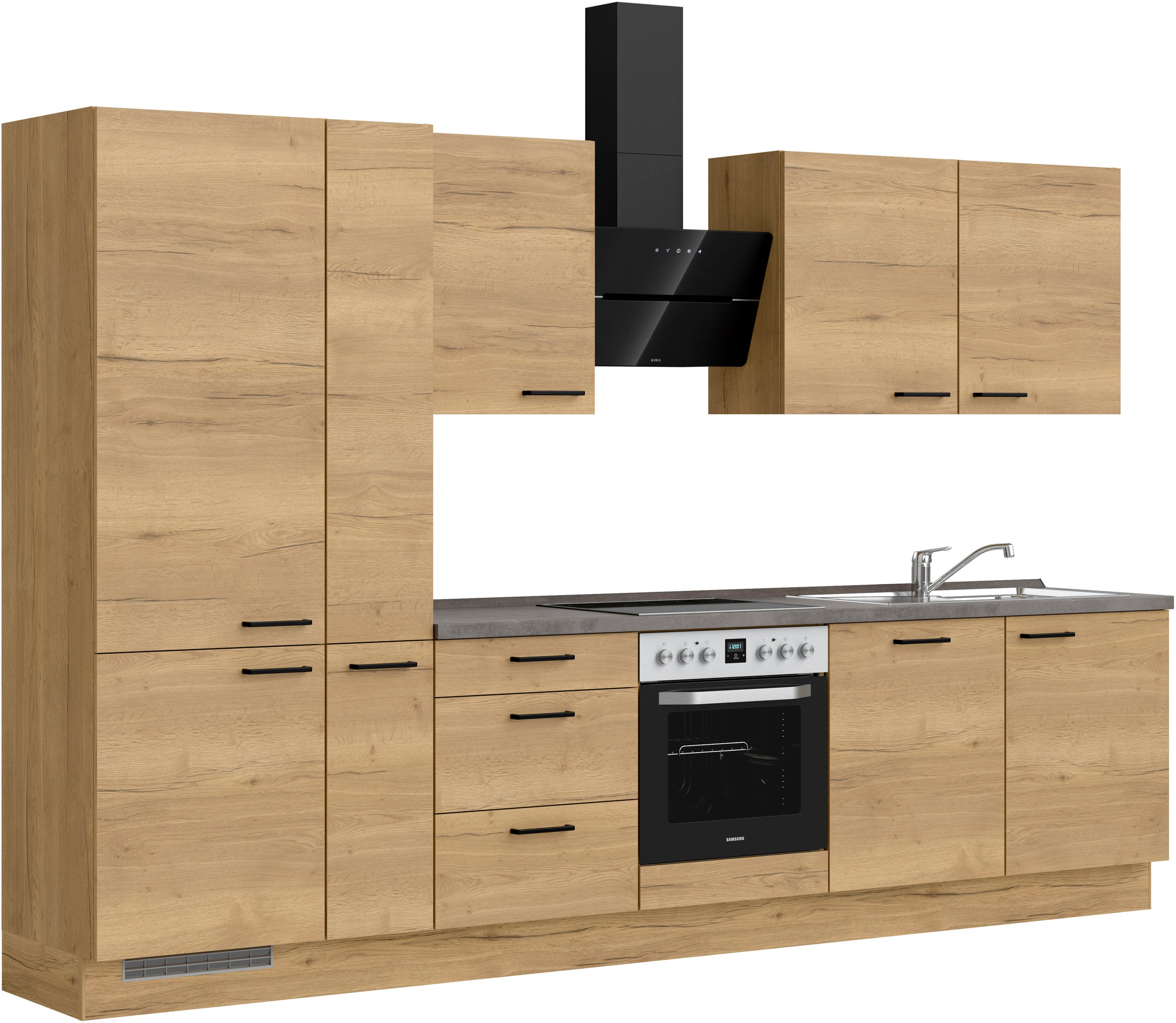nobilia® Küchenzeile »"Structura II"«, vormontiert, Ausrichtung wählbar, Breite 330 cm, wahlw. mit E-Geräten