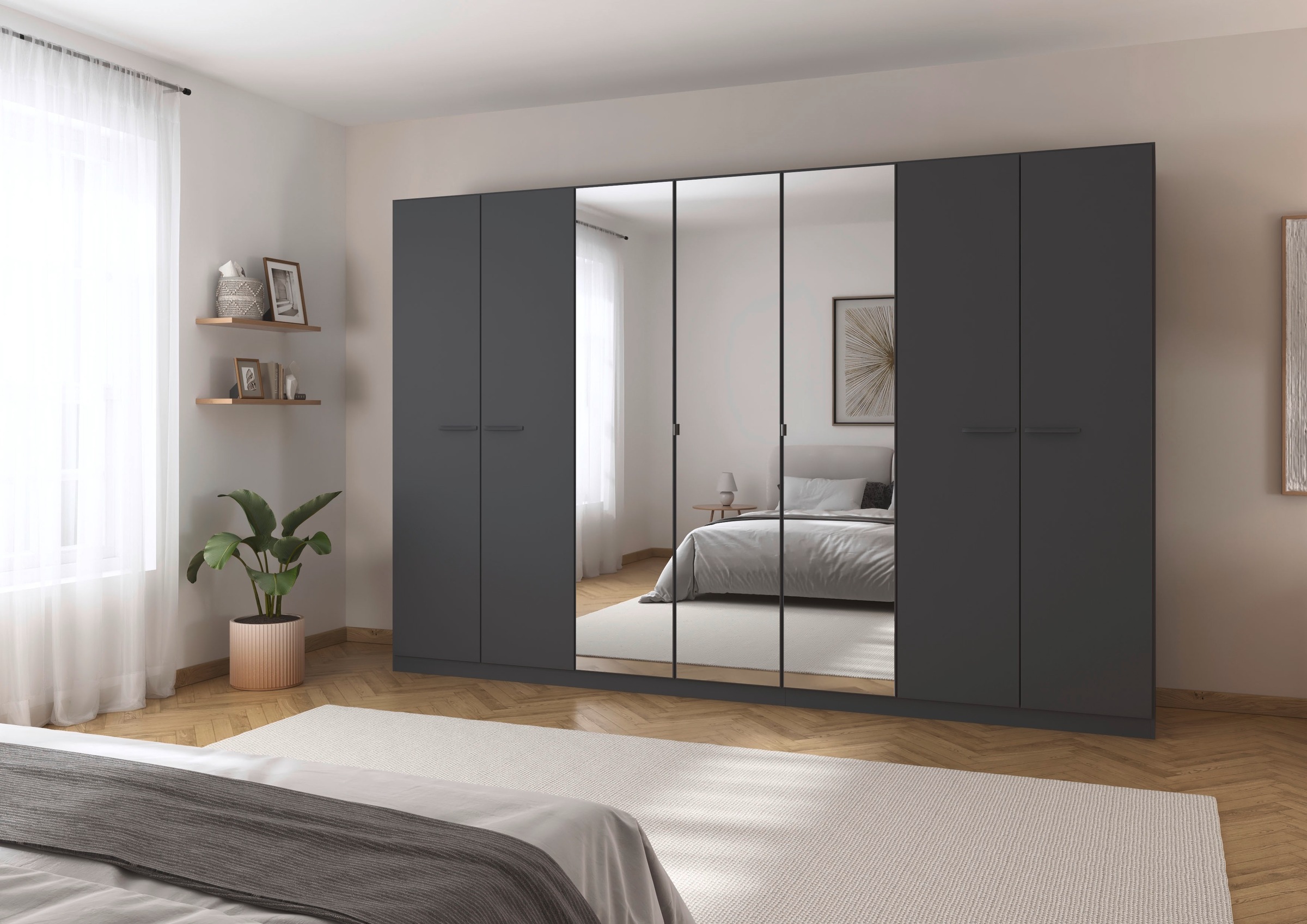 rauch Drehtürenschrank »Kleiderschrank Schrank Garderobe TOPSELLER OTELI inkl. Inneneinteilung«, (erhältlich in Breiten 91-360 cm, ab Breite 136cm inkl. Innenschubladen), mit zusätzlichen Einlegeböden, optional mit Spiegel MADE IN GERMANY