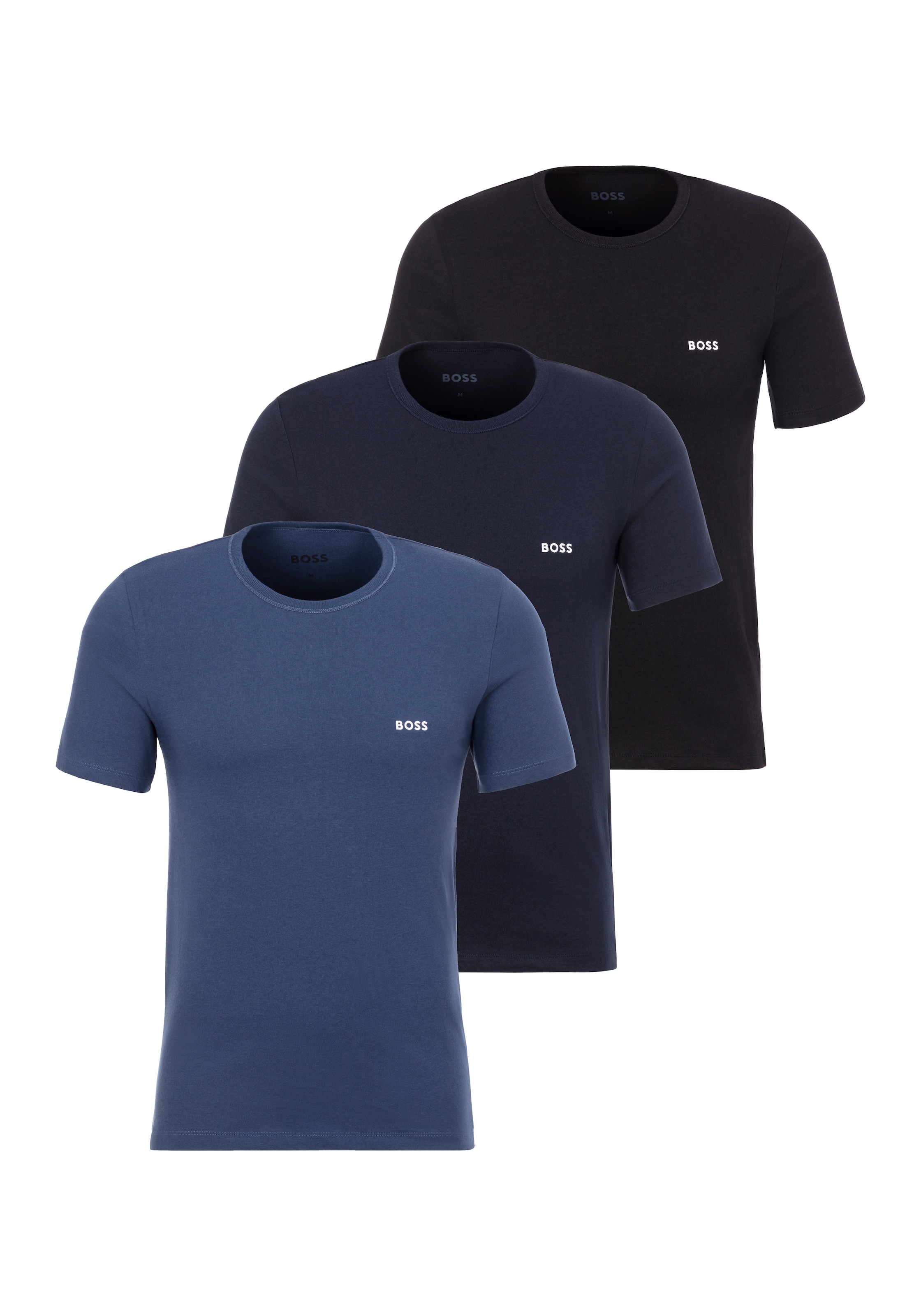 BOSS T-Shirt »TShirtRN 3P Classic«, (Packung, 3 tlg.), mit BOSS Stickerei