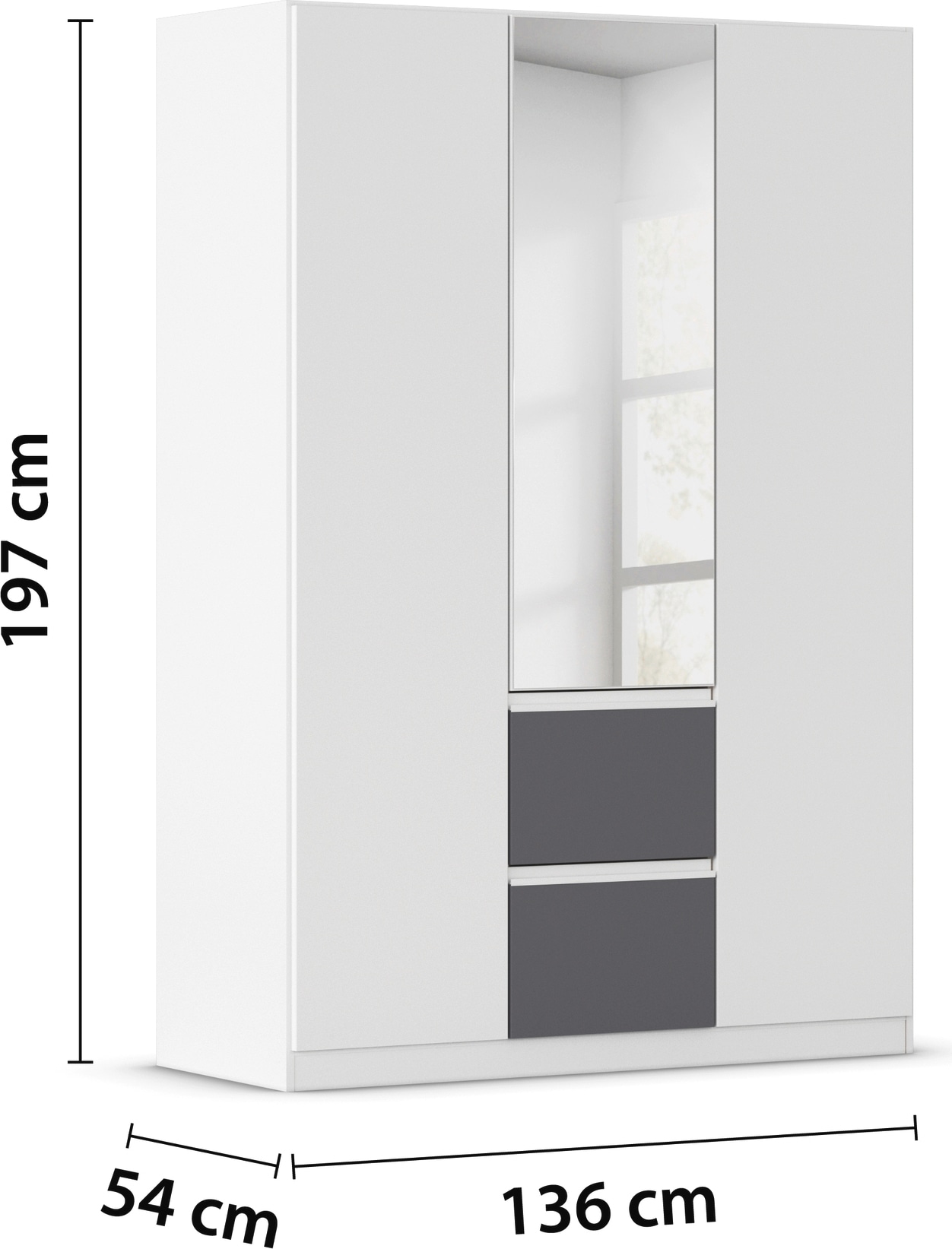 rauch Drehtürenschrank »Kleiderschrank Schrank Garderobe Wäscheschrank BRISTOL in 2 Breiten«, grifflose Front mit Push-to-Open Funktion in 2 Breiten MADE IN GERMANY