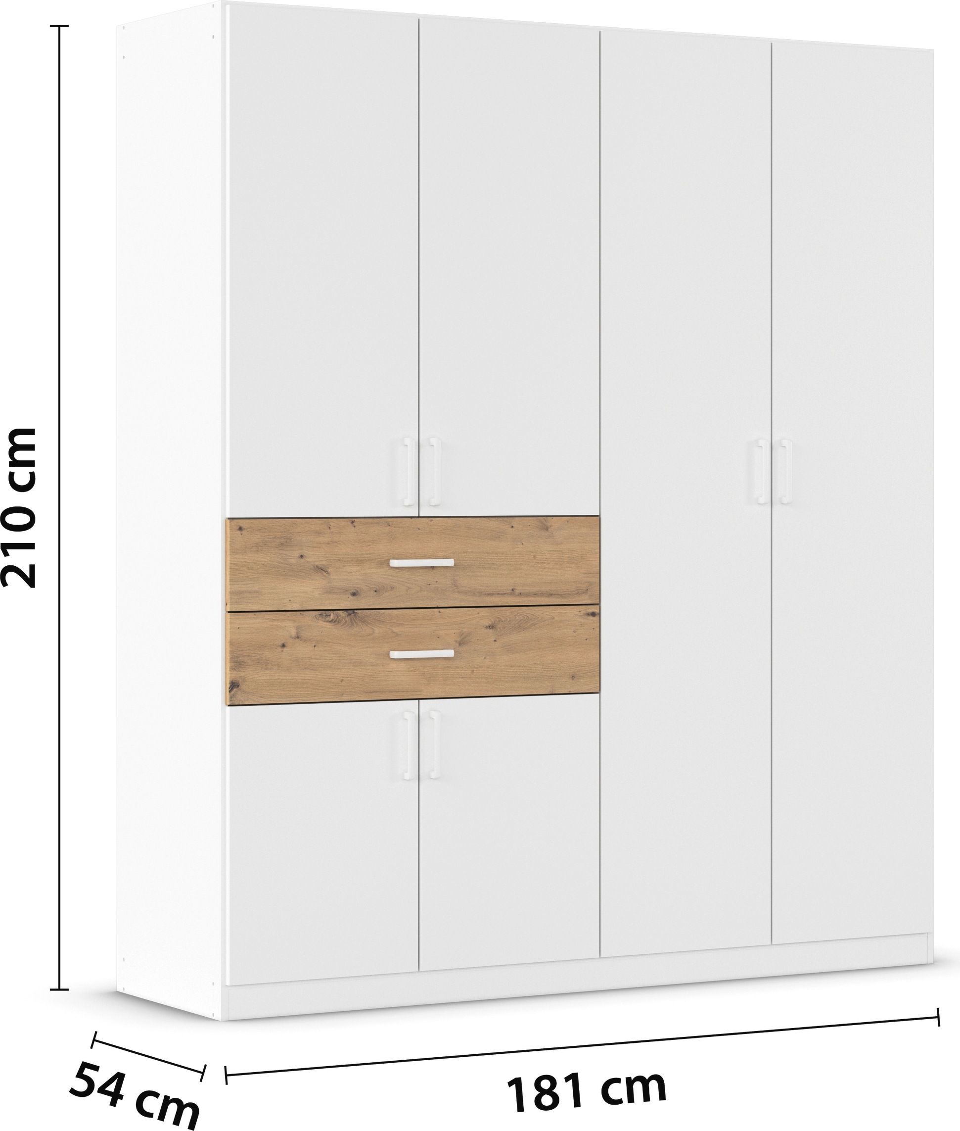 rauch Drehtürenschrank »Kleiderschrank Schrank Garderobe MAIKA mit Dekor-Front«, 2 Schubladen, in verschiedenen Breiten, Höhen, Farben, MADE IN GERMANY