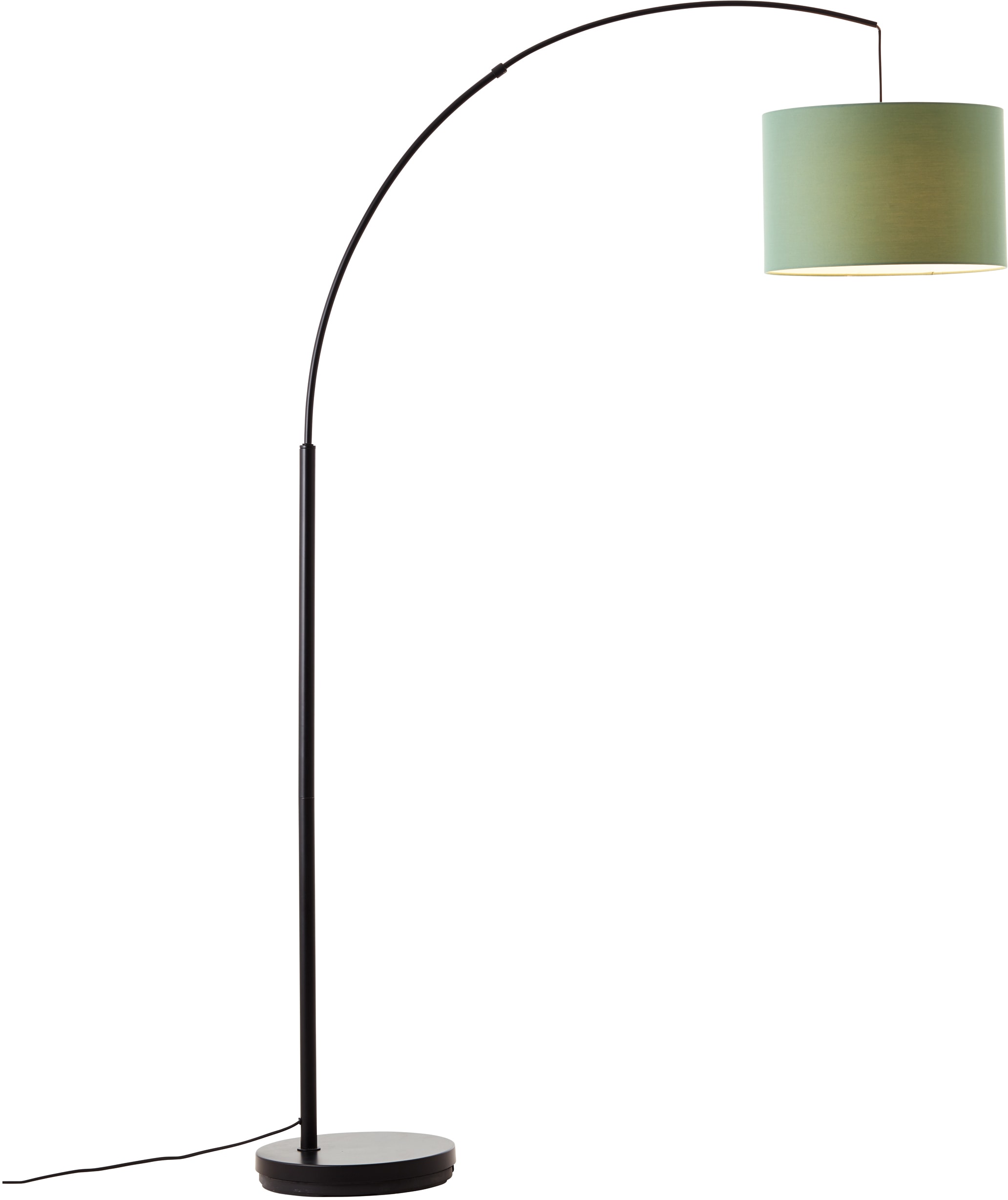 my home Stehlampe »Elijah«, 1 flammig, Leuchtmittel E27 | ohne Leuchtmittel, Bogenlampe Textilschirm Stoff Ø 36cm