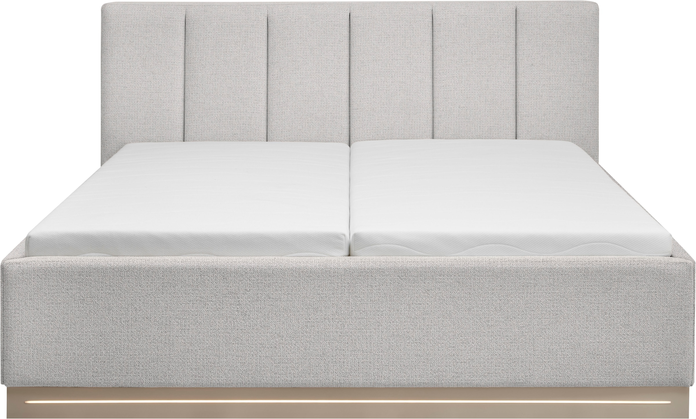 set one by Musterring Polsterbett »FRANKLIN, Bett wahlweise mit Matratze und Lattenrost, 180x200cm« Kopfteil mit Einzügen, Sockel sandfarbig inkl. LED-Beleuchtung