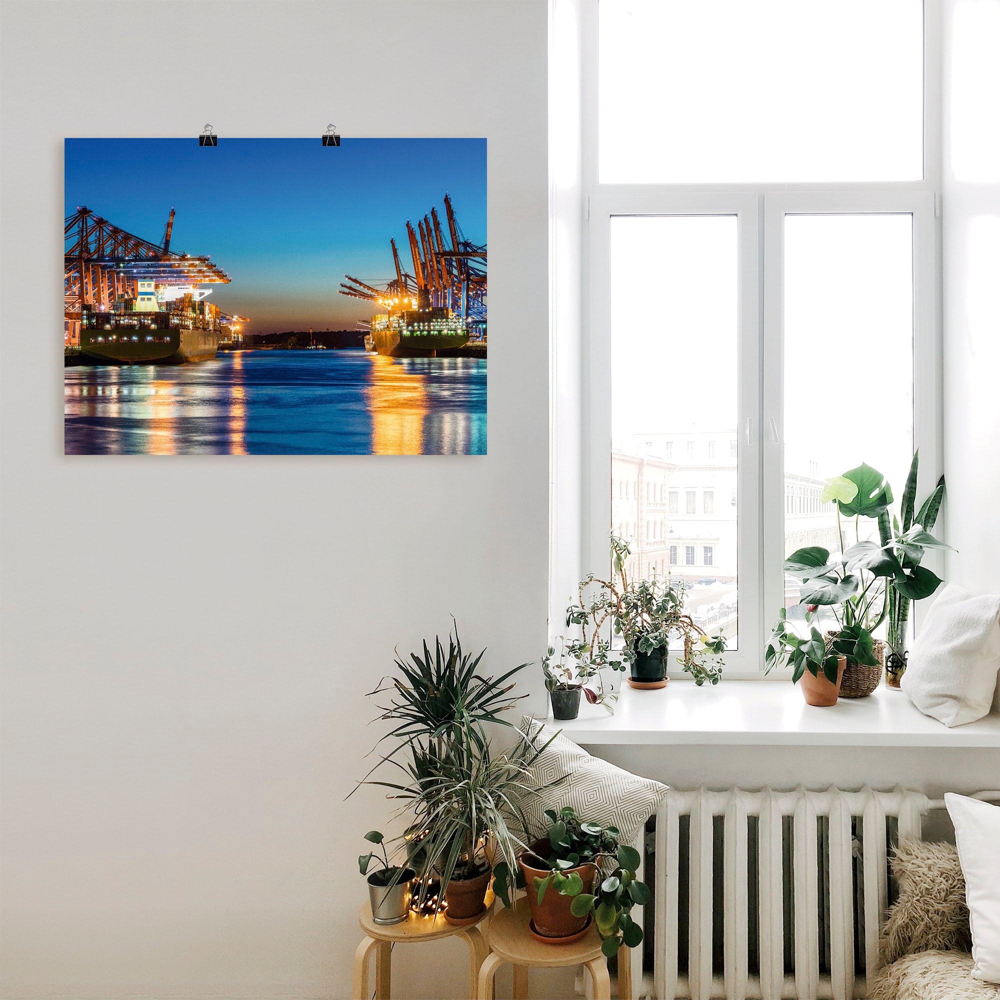 Artland Wandbild »Hamburg Hafen am Abend 2«, Deutschland, (1 St.), als Leinwandbild, Poster in verschied. Größen