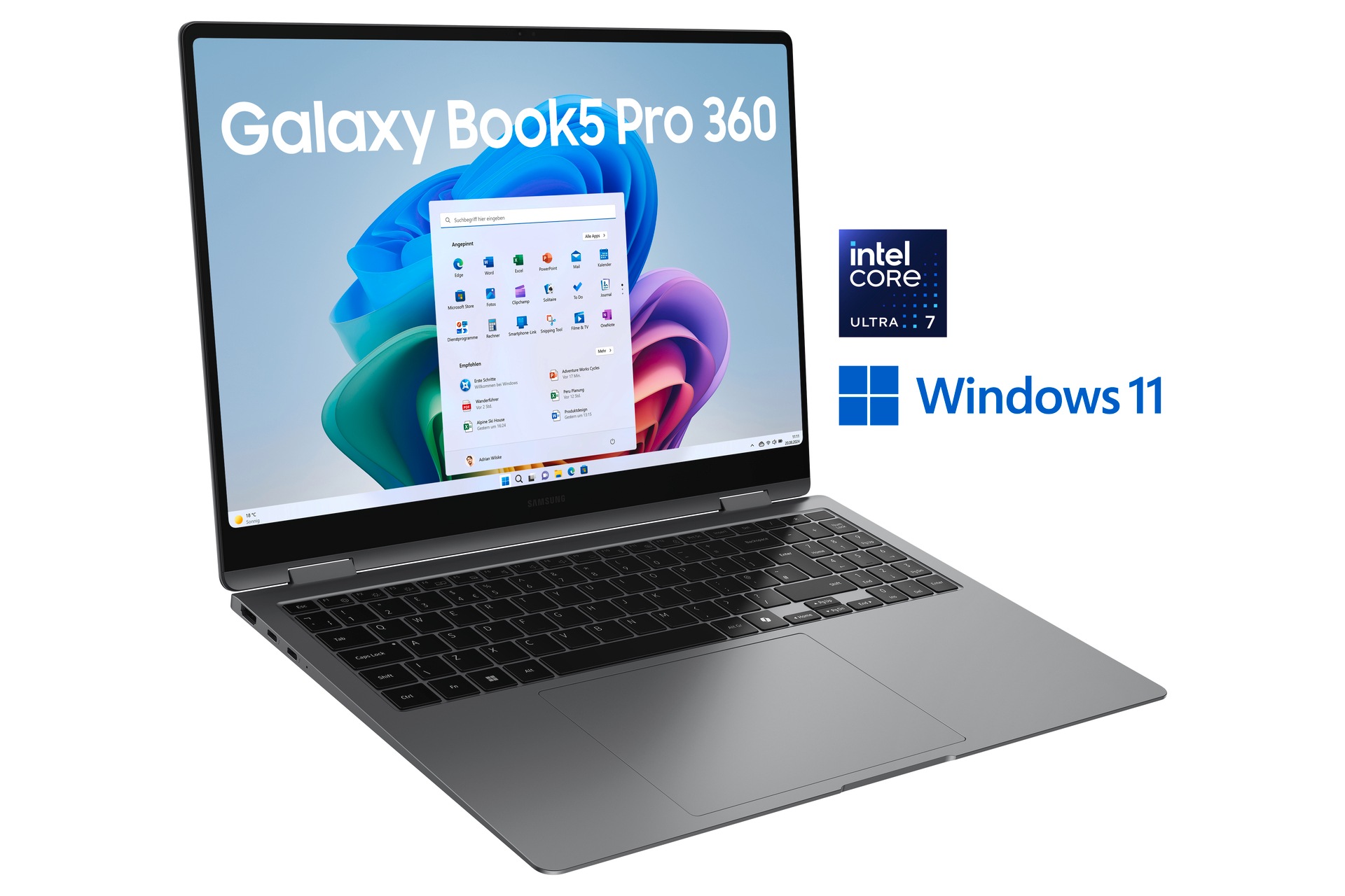 Samsung Notebook »Book5 Pro 360 16'' (NP960Q) Ultra7 16 GB + 1 TB«, 40,6 cm, / 16 Zoll, Intel, Core Ultra 7, ARC, 1000 GB SSD