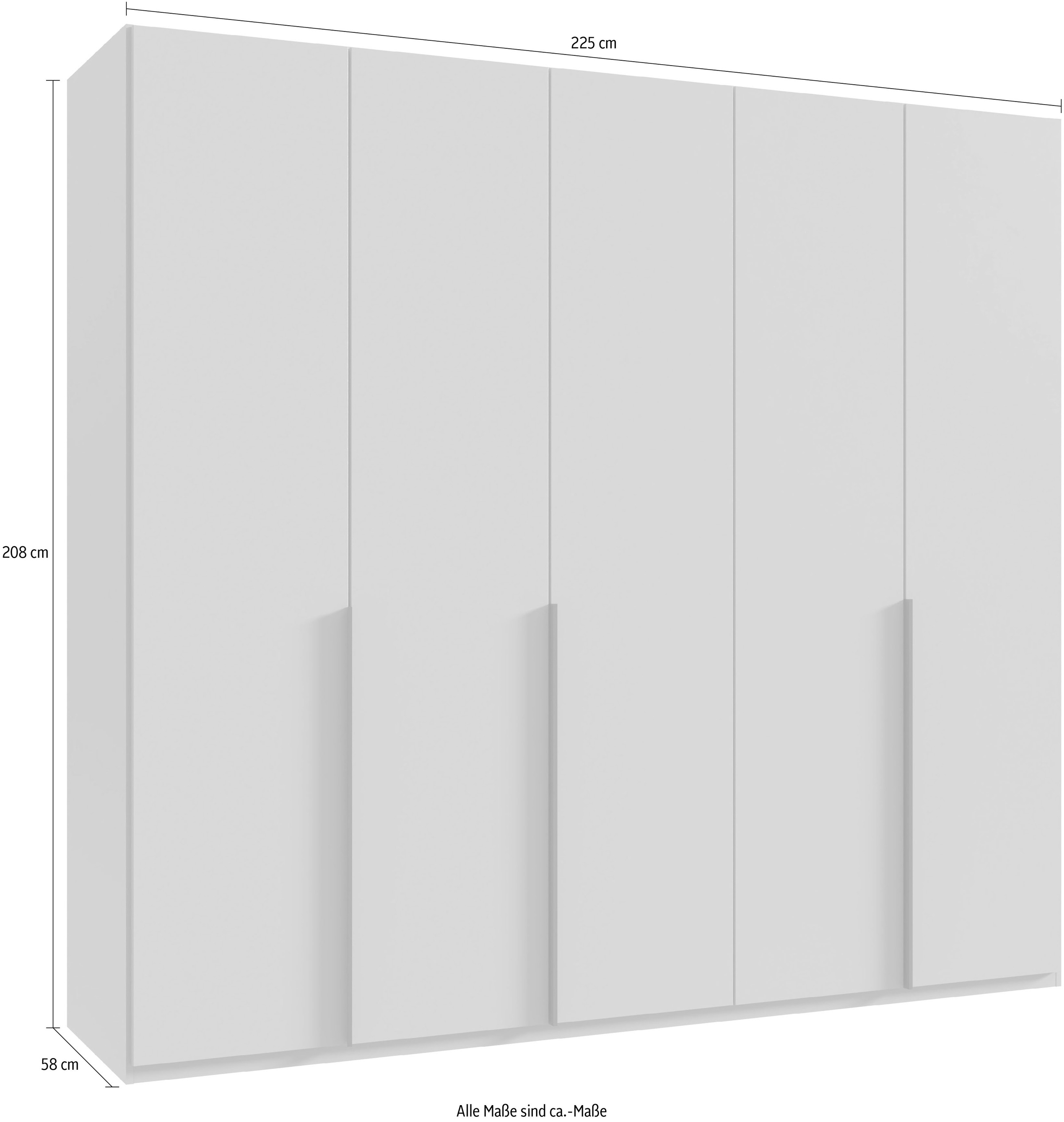 Wimex Kleiderschrank »Mugano, in 5 Breiten und 2 Höhen, Made in Germany«, (in Basic oder Premium Ausstattung mit 2 weiteren Einlegeböden), mit langen Griffstangen aus Metall, wahlweise mit oder ohne Spiegel