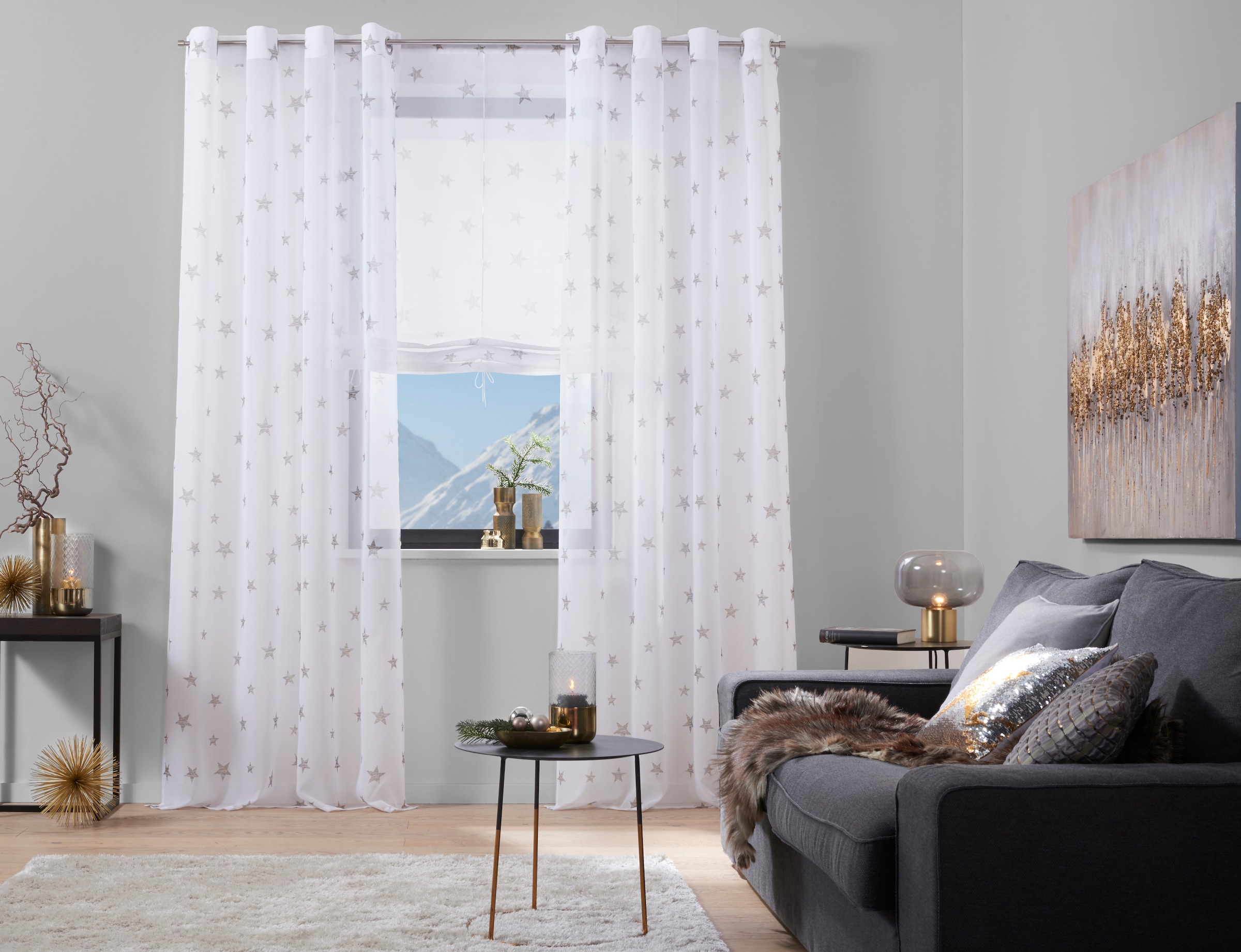 my home Gardine »Stern«, (1 St.), Transparent, Voile, Polyester günstig online kaufen